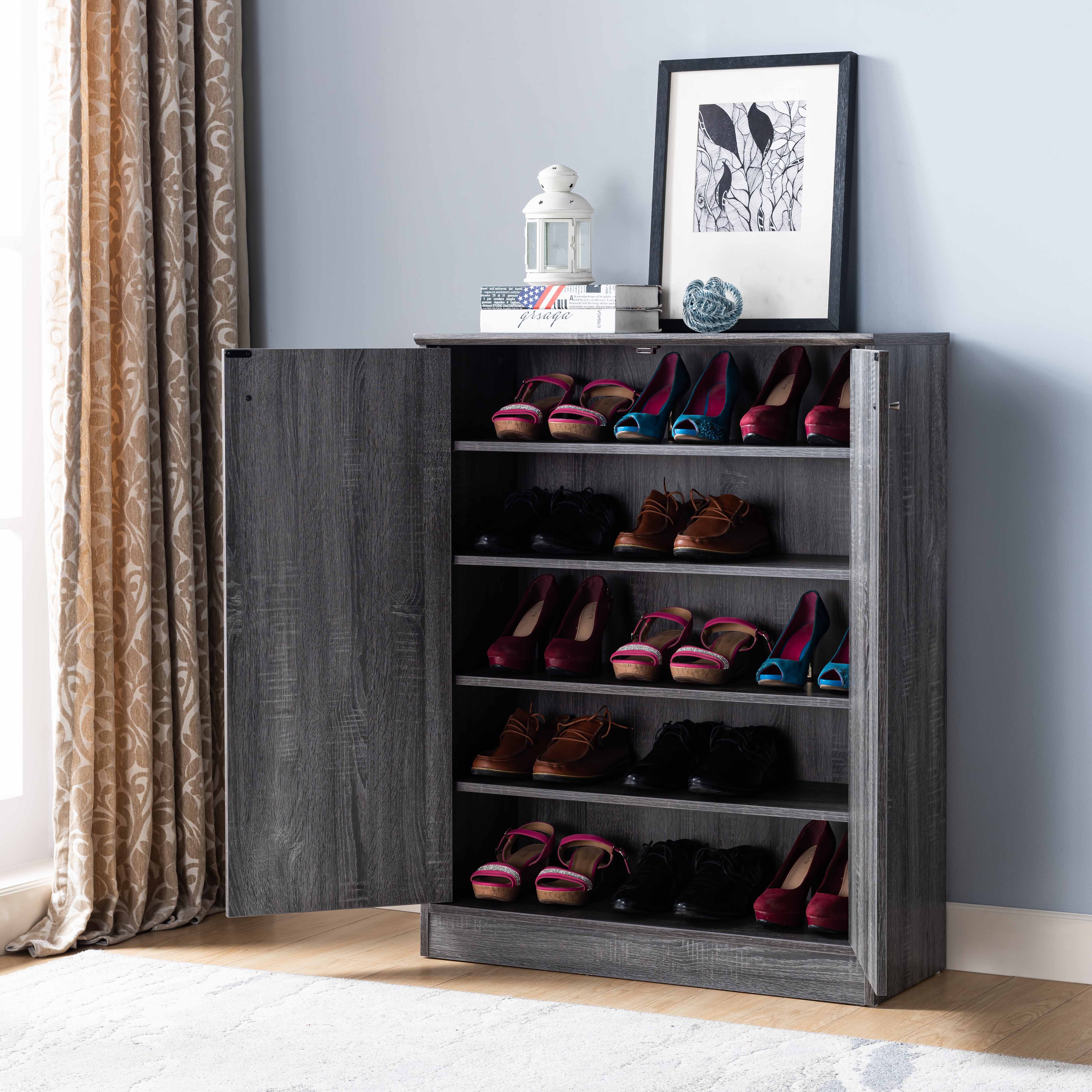 Shoe / Storage Cabinet With Two Doors Five Shelves