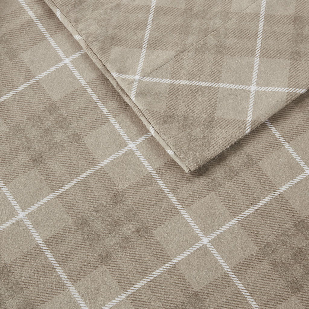 Cozy Flannel - California King Sheet Set - Tan Plaid