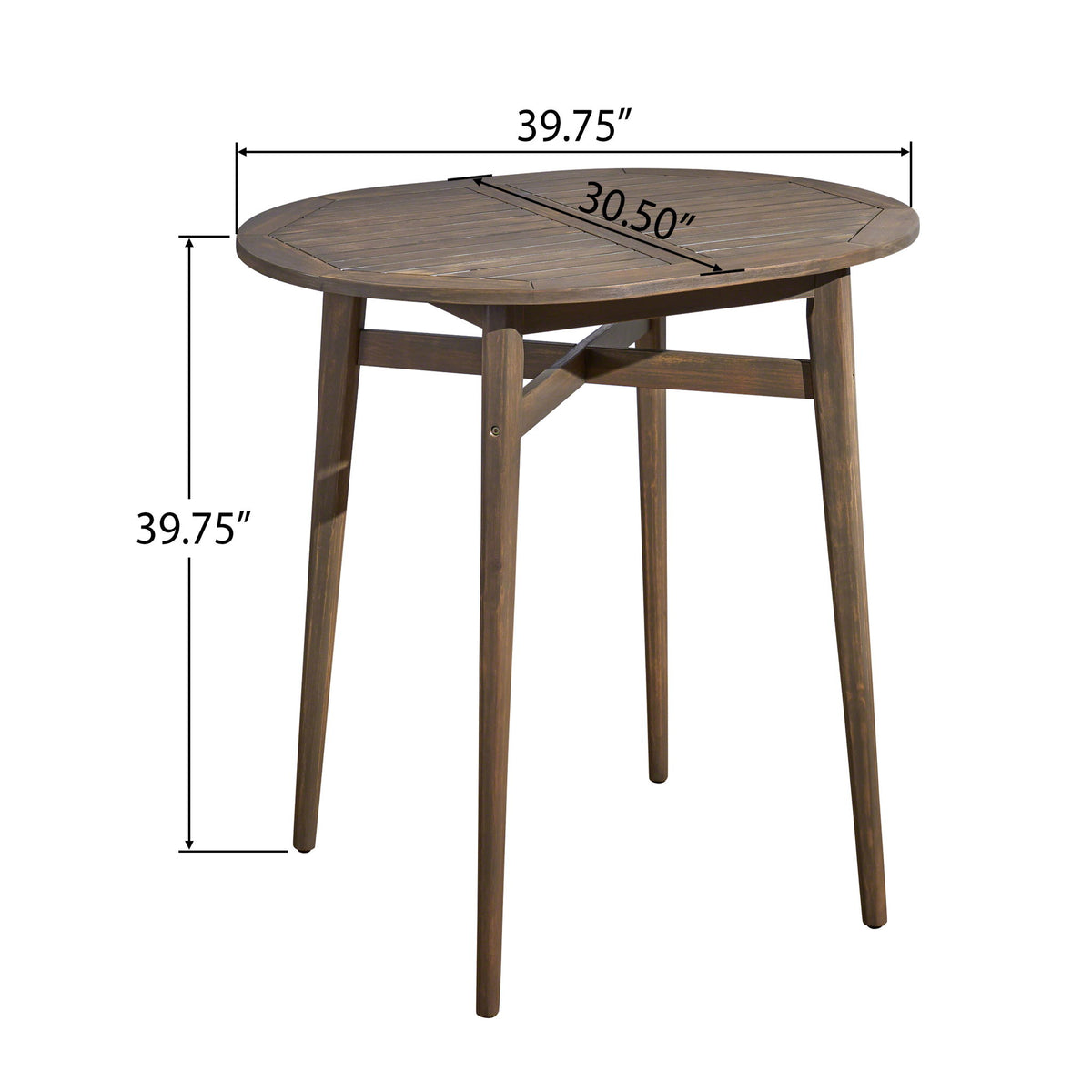 Outdoor Acacia Wood Bar Table With Slat Top
