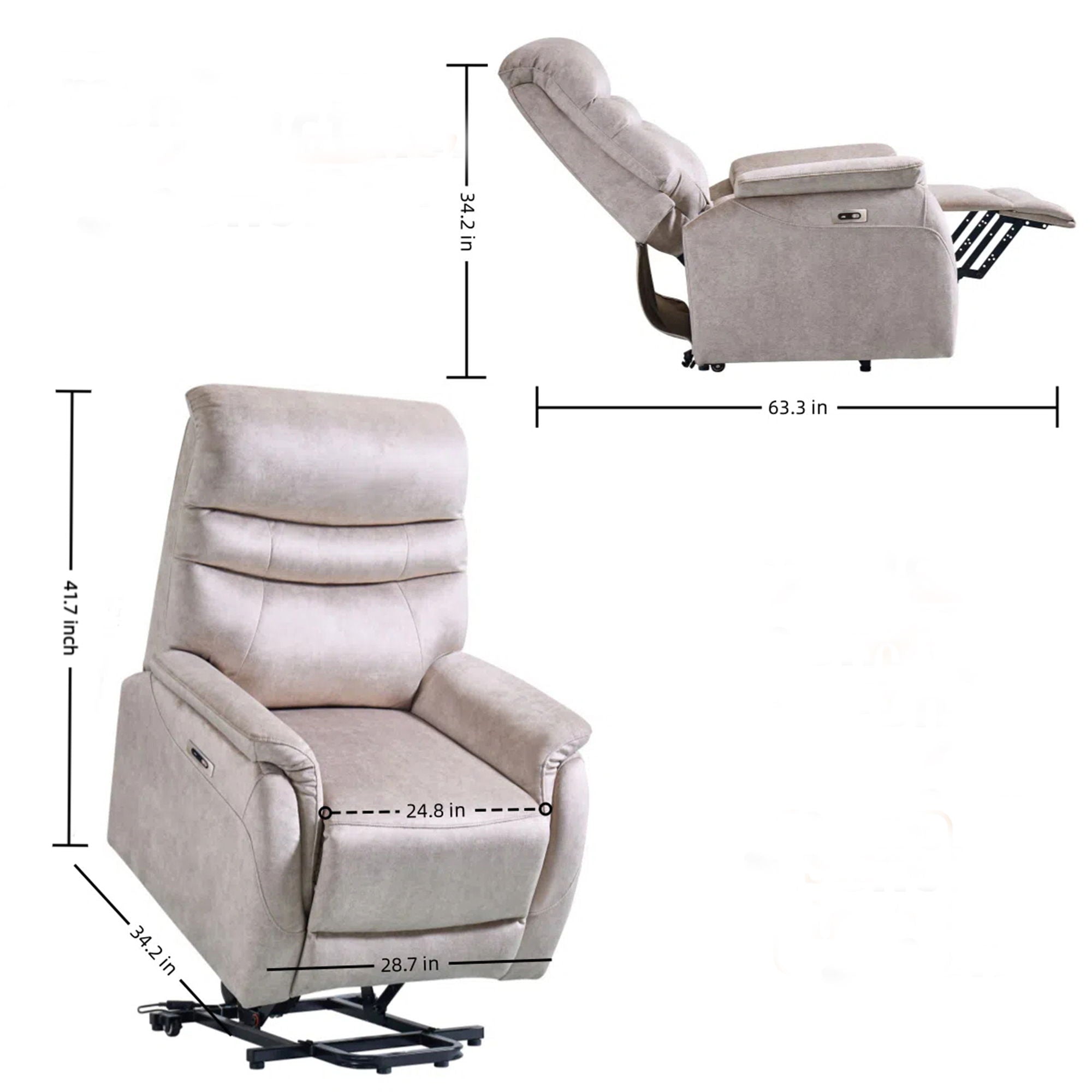 Comfortable Electric Lift Chair, Made Of High Grade Leather, Provides Full Body Support And Convenient Remote Control Operation, Making It An Ideal Choice For The Elderly And Those With Limited Mobili - Light Gray