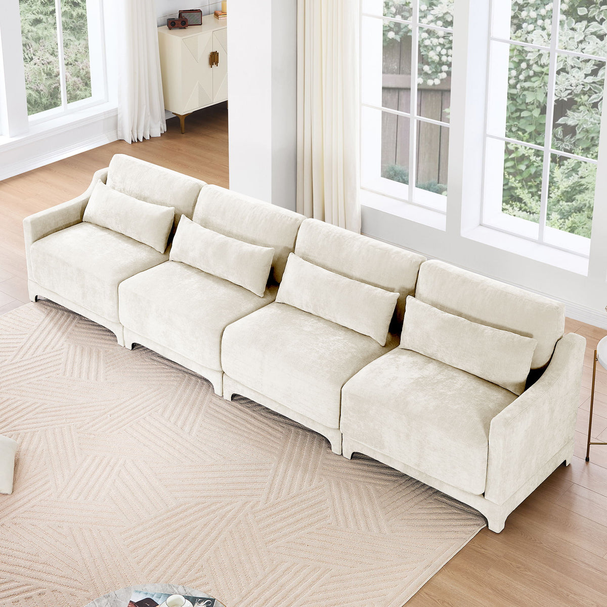 Elegant Sofa With Ergonomic Design And Lumbar Pillows