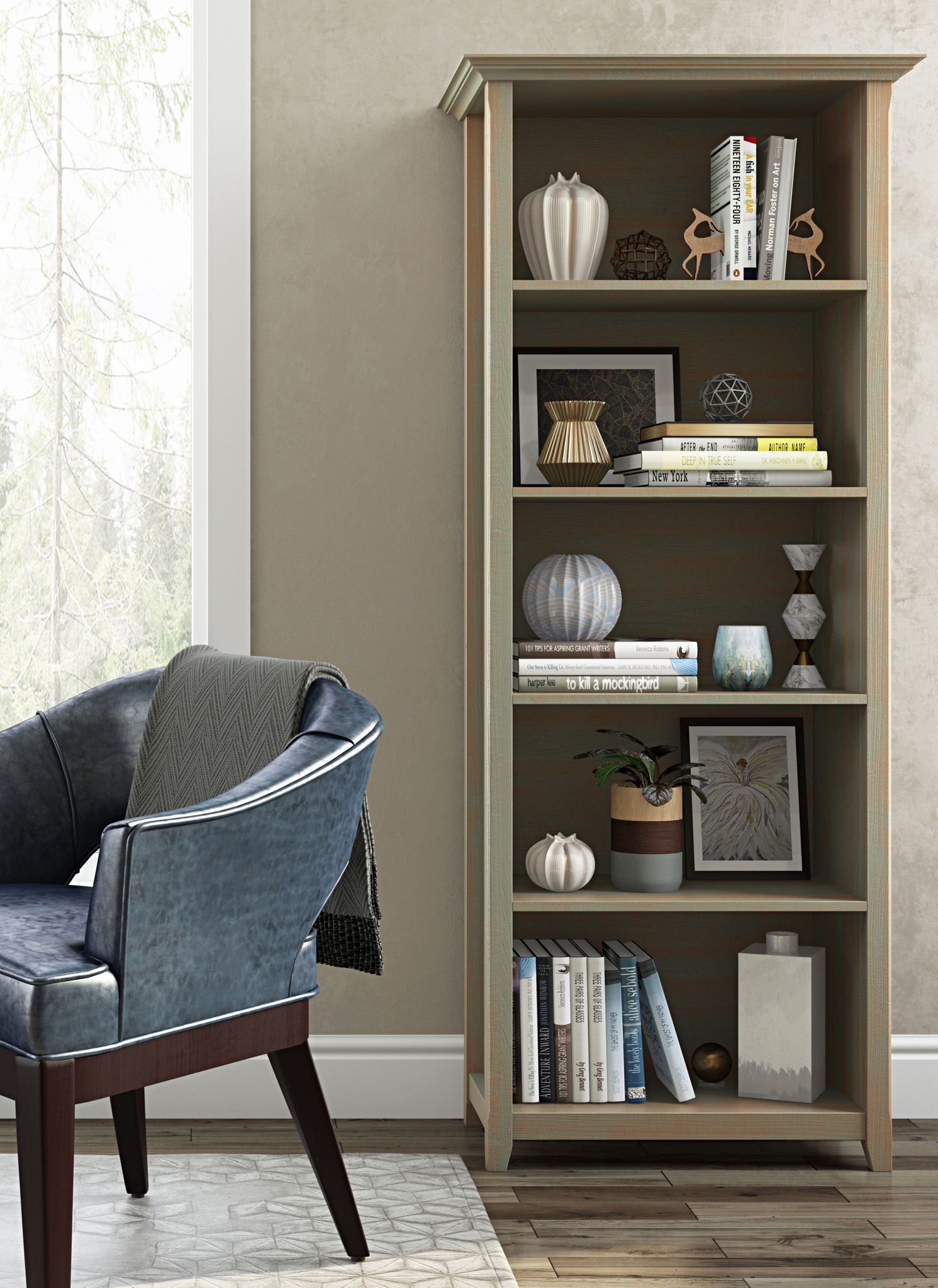 Amherst - 5 Shelf Bookcase - Light Brown