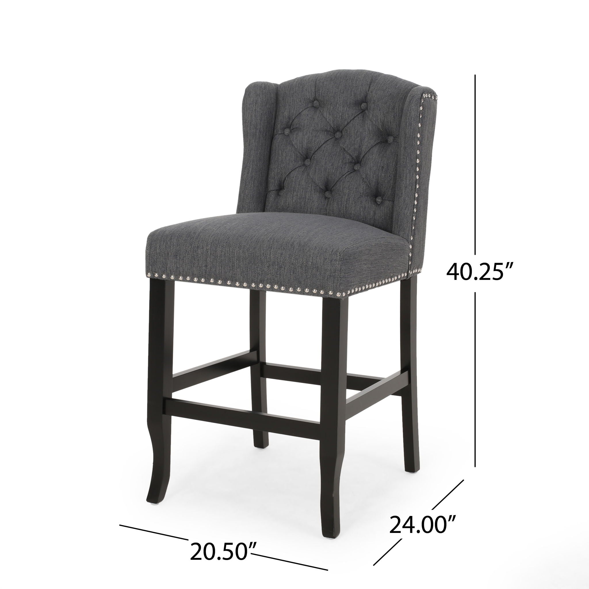 Vienna - Fabric Tufted Counter Stool With Nailhead Accents (Set of 2)
