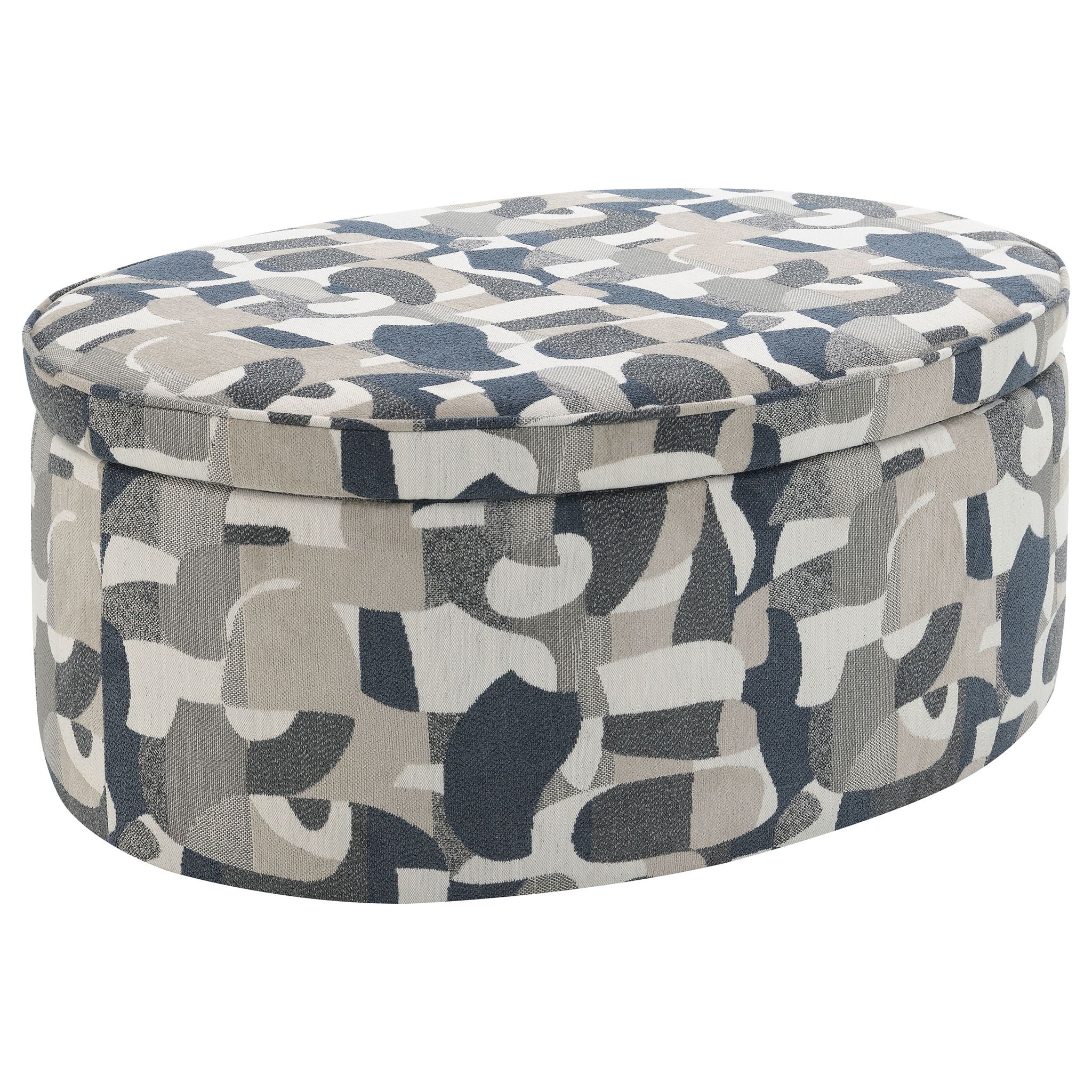 St. Helena - Oval Storage Ottoman With Removable Top - Indigo