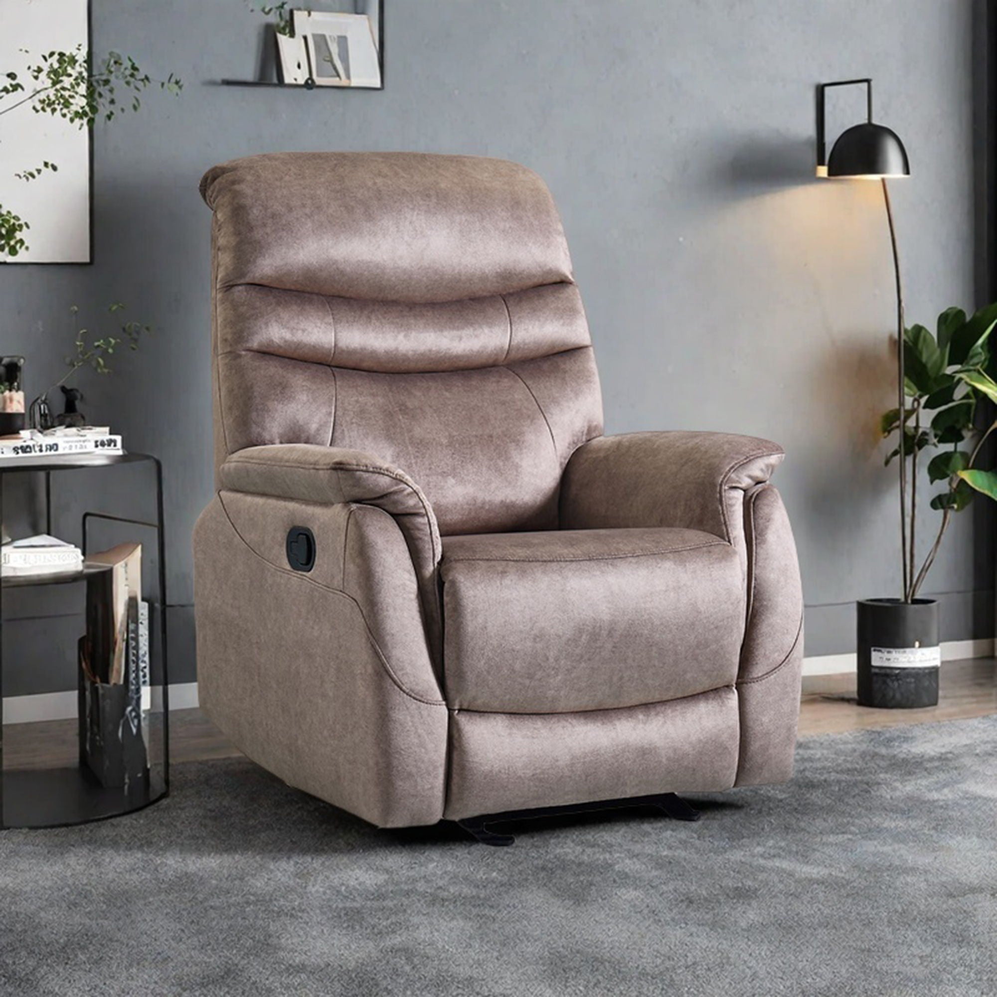 Rocking Recliner Chair For Living Room, Adjustable Modern Recliner Chair, Recliner Sofa With Lumbar Support, Classic And Traditional Recliner Chair With Comfortable Arm And Back Sofa - Dark Gray