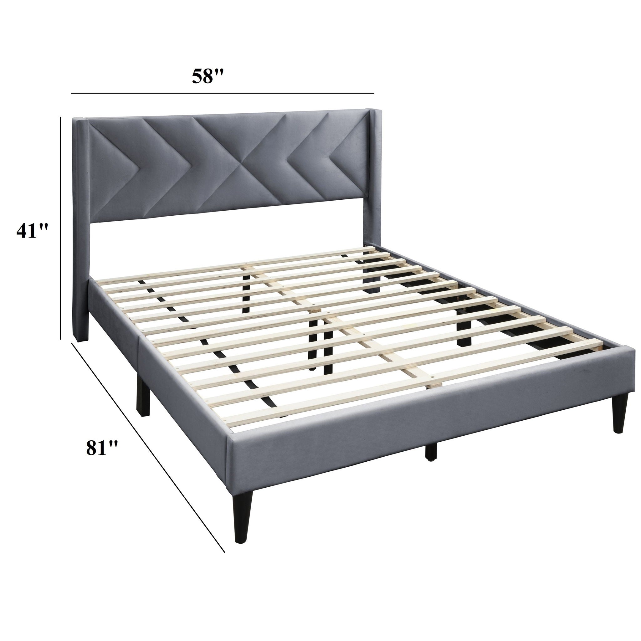 Elegant Bed With Upholstered Headboard, Platform Base