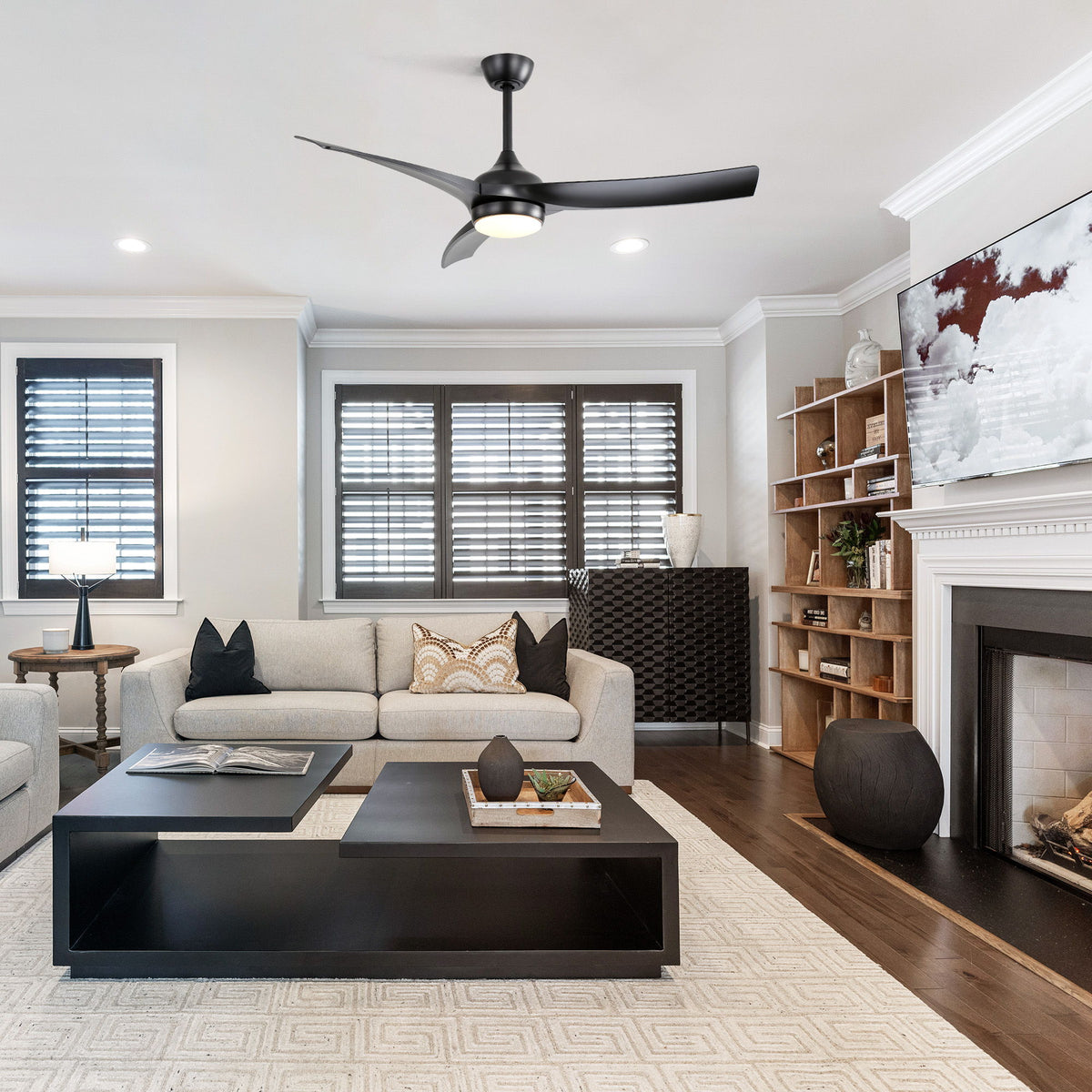 52" Ceiling Fan With 18W LED Light And Remote Control, 3 Blades DC Motor