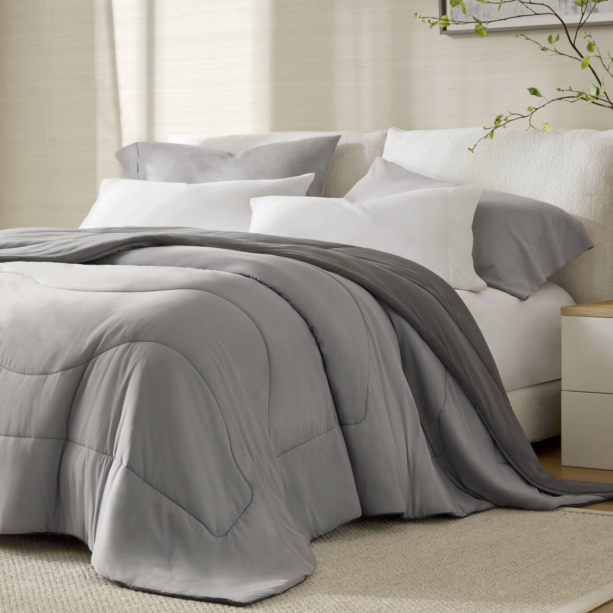 Full/Queen Reversible Tencel Comforter Blanket - Gray