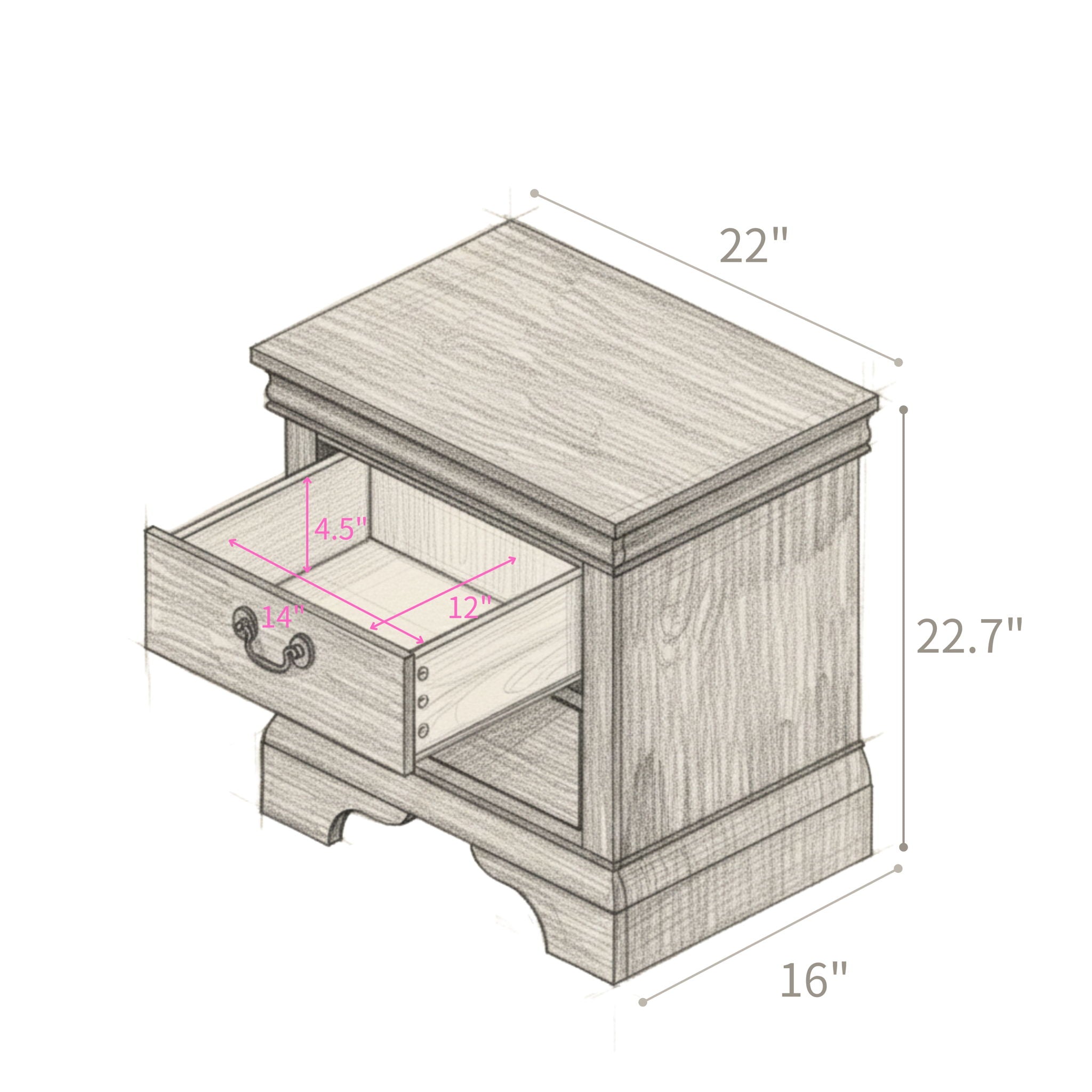 Nightstand With 2 Drawers