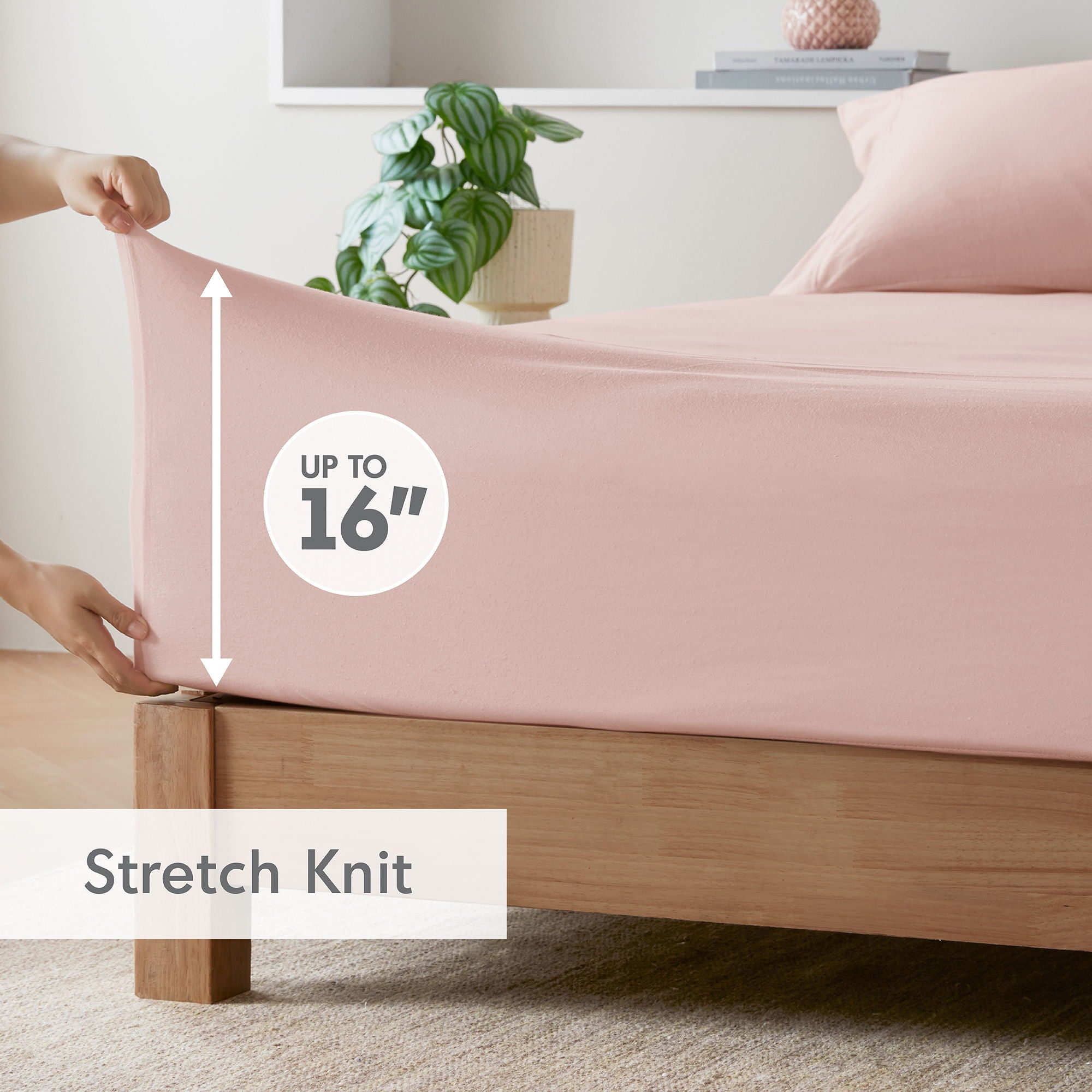 Blend Jersey Knit - 4 Piece Full All Season Sheet Set - Blush