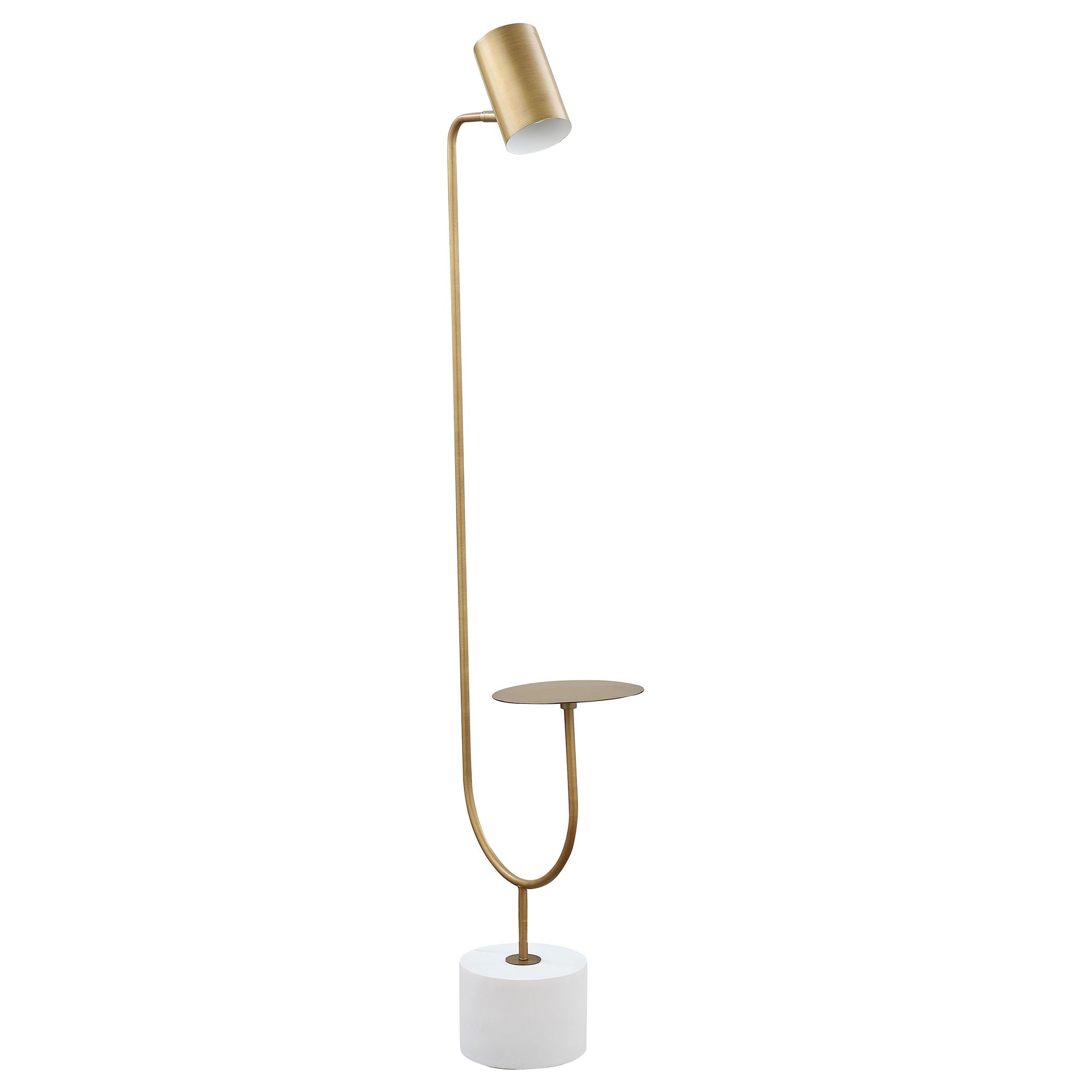 Corletta - Floor Lamp With Round Tray - Antique Brass