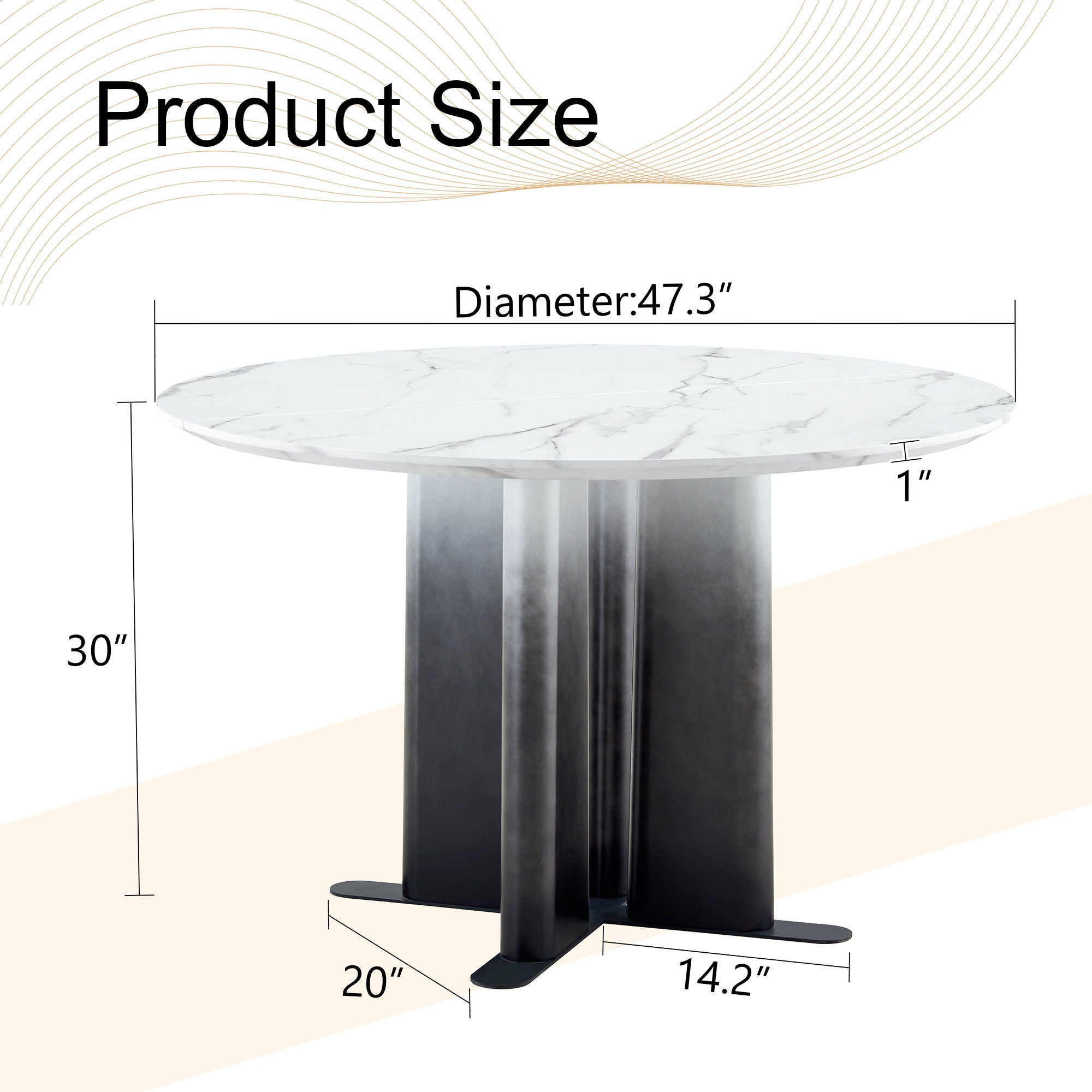 Round Dining Table With Cross Base, Modern Home Furniture