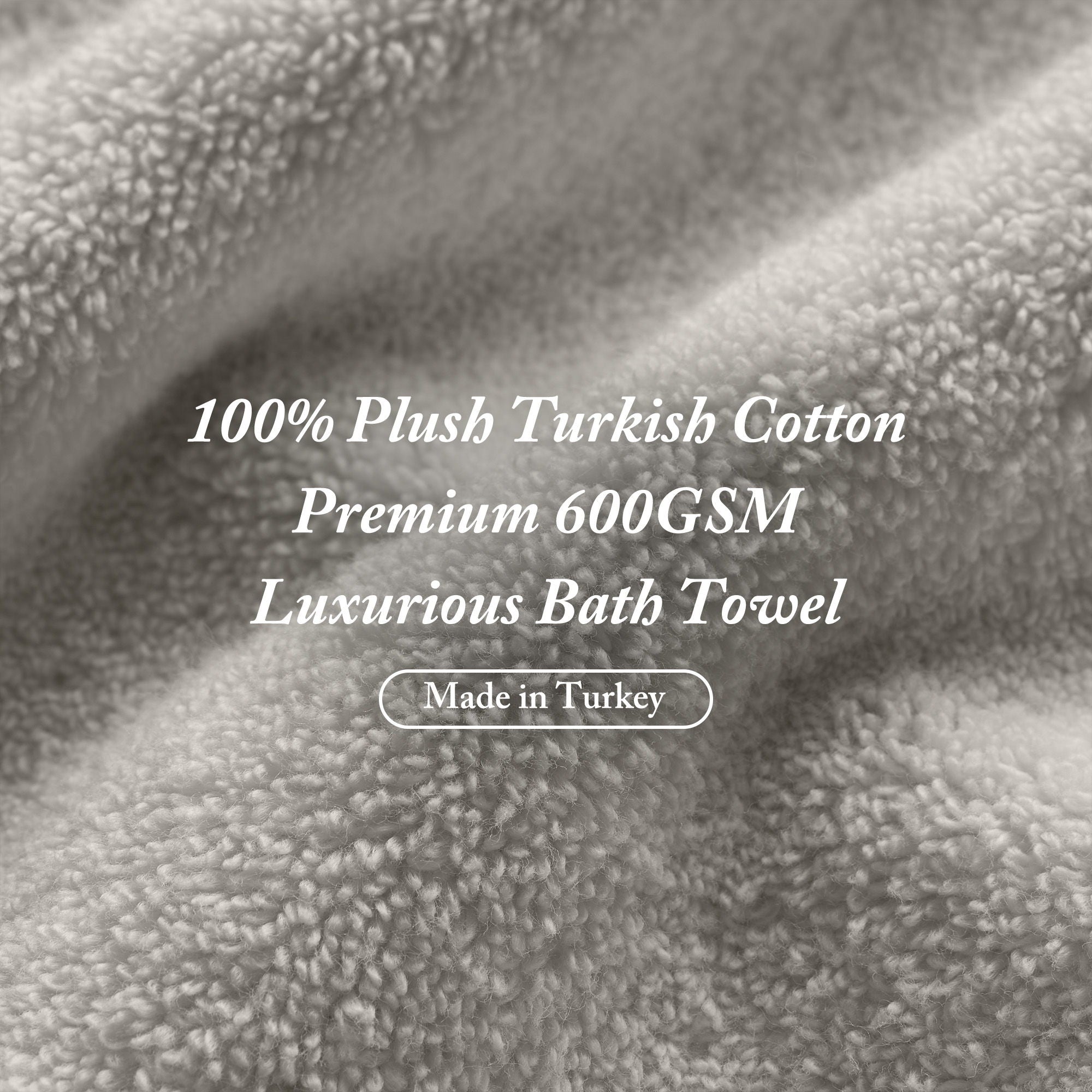Turkish - 6 Piece Bath Towel Set - Gray
