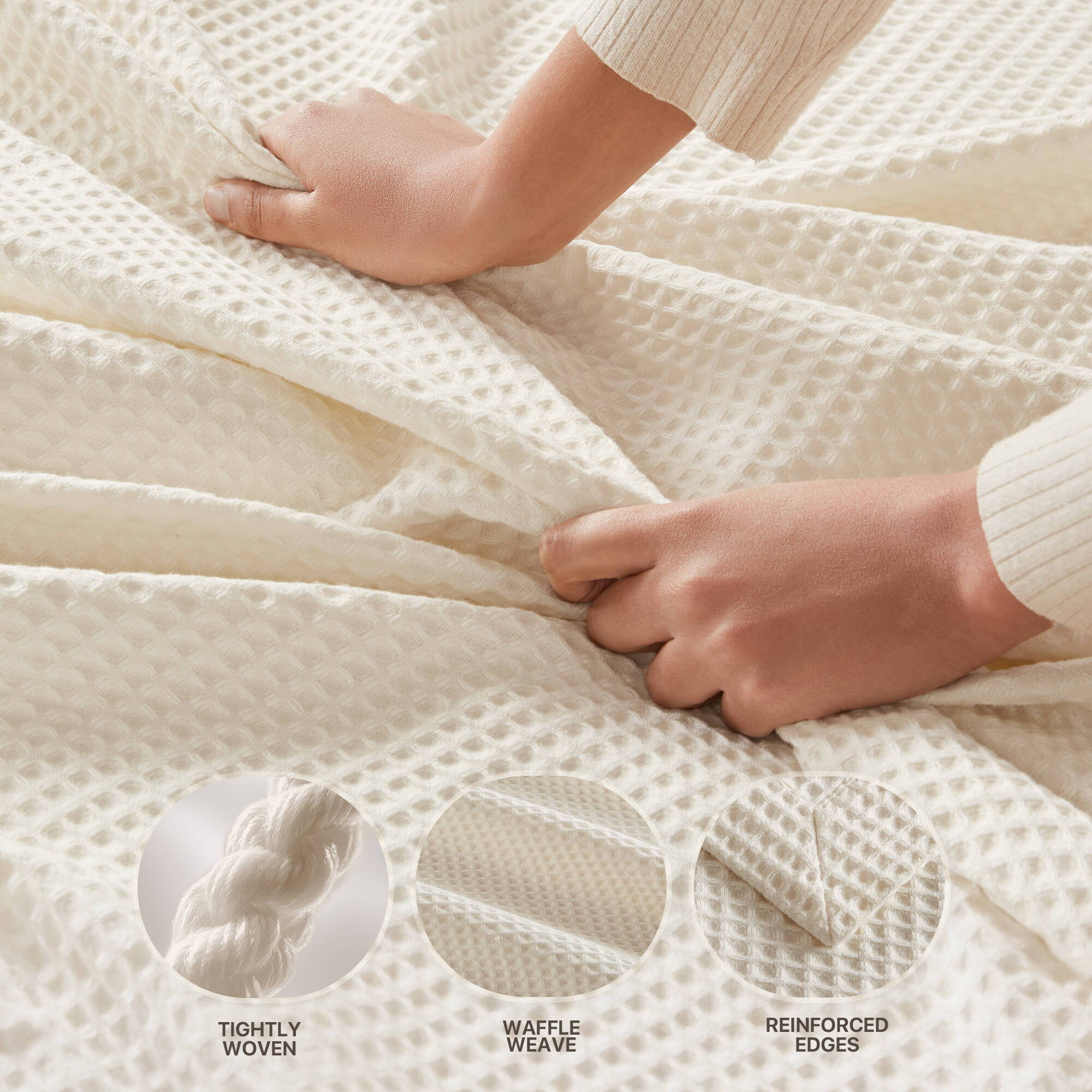 Waffle Weave - Cotton Blanket - Ivory