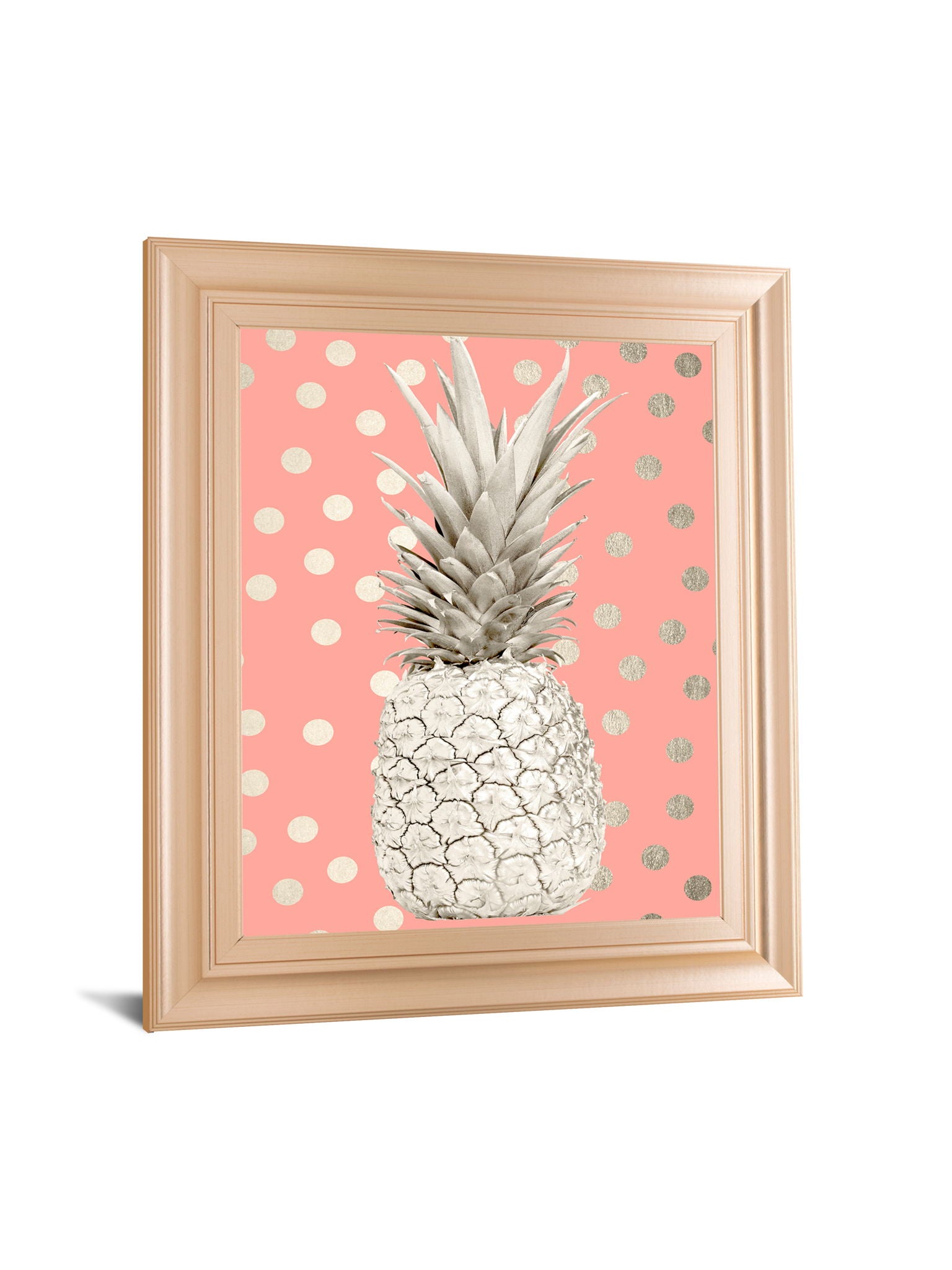 Pineapple On Polka Dots By Nature Magick - Framed Print Wall Art - Pink