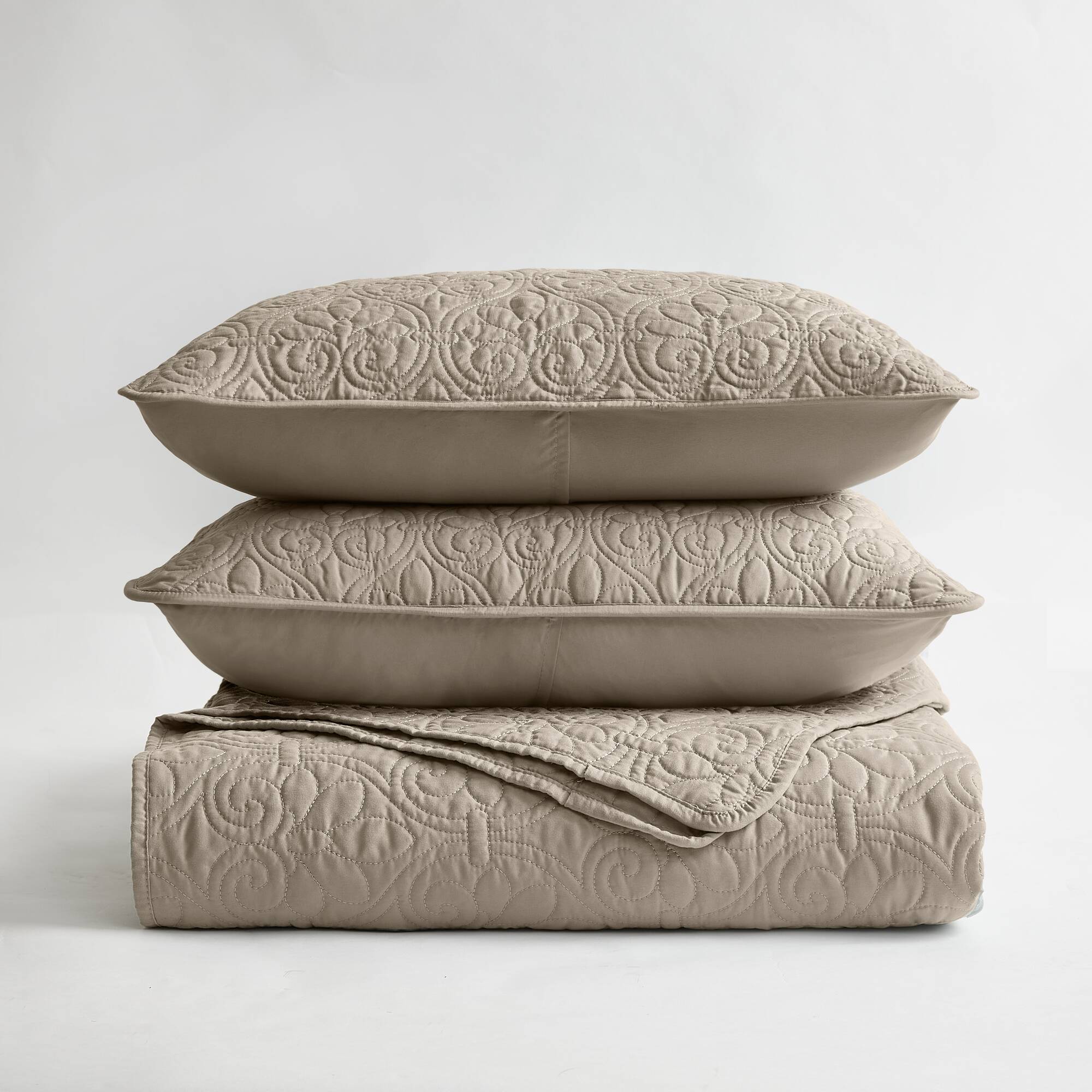 Quebec - King Reversible Coverlet Set - Neutral