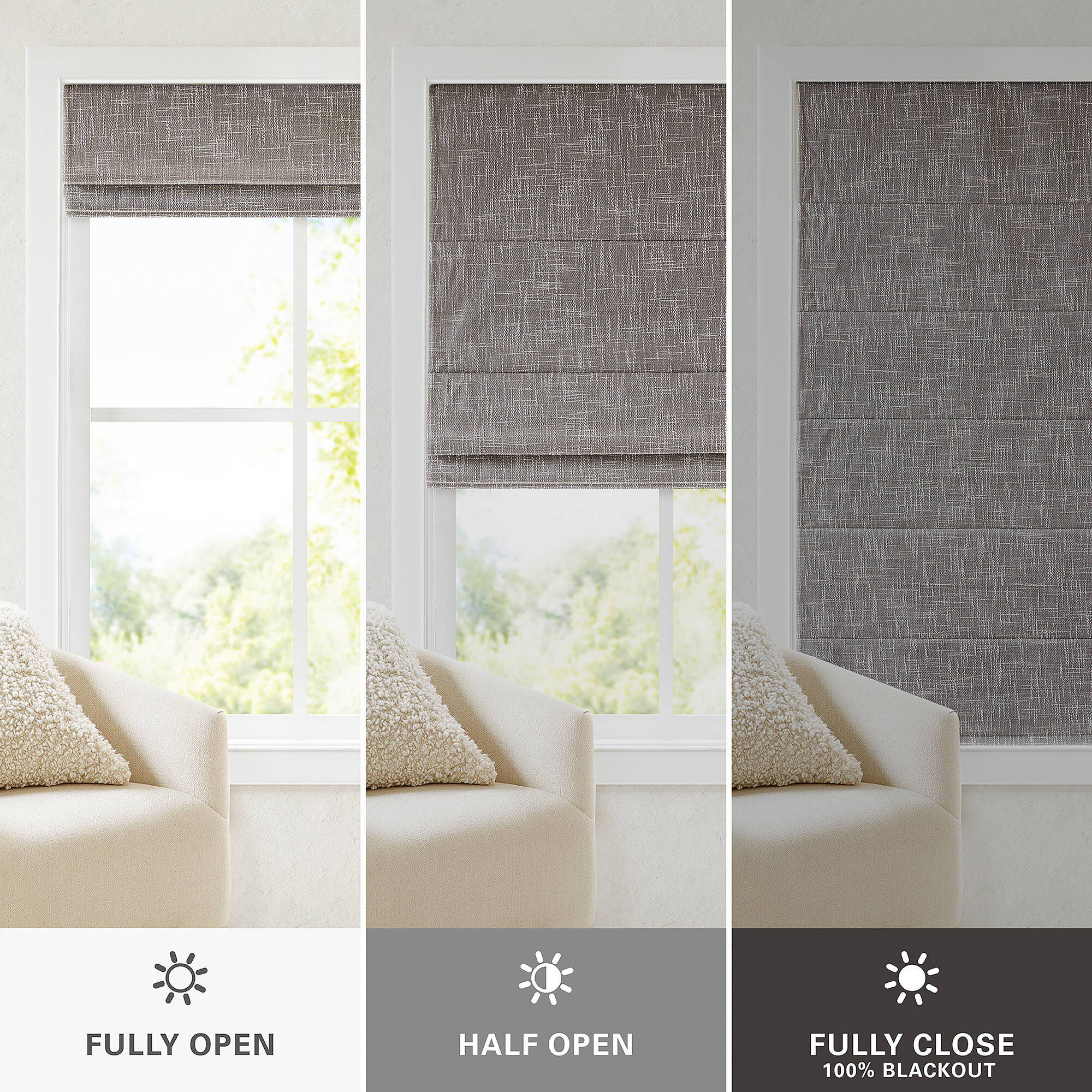 Quincy - 31x64" Total Blackout Cordless Roman Shade - Gray