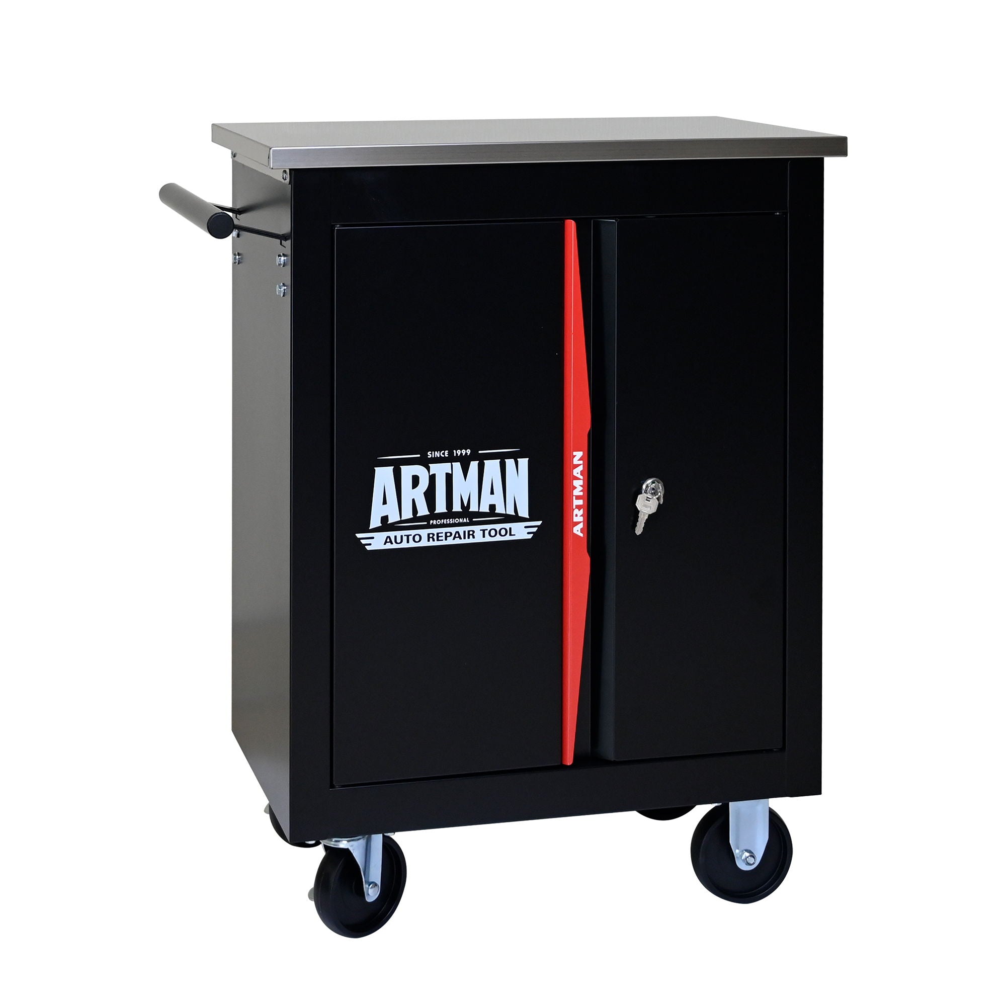 Double Door Clapboardl Multi Function Tool Cart - Black / Red