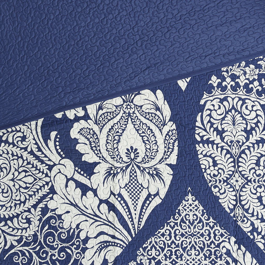 Vienna - King 6 Piece Reversible Coverlet Set - Indigo