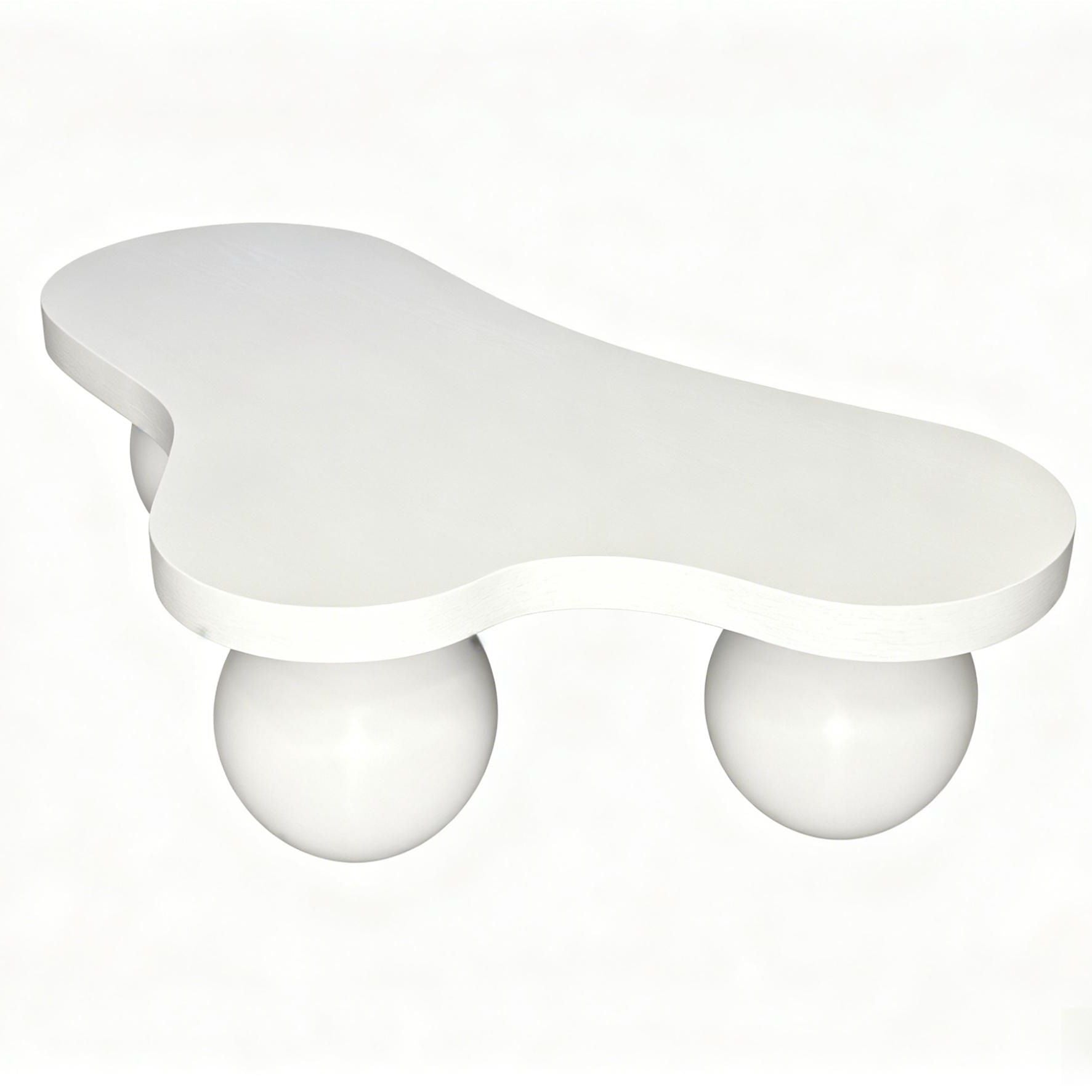 Cloud Shaped Coffee Table With 3 Ball Legs For Living Room