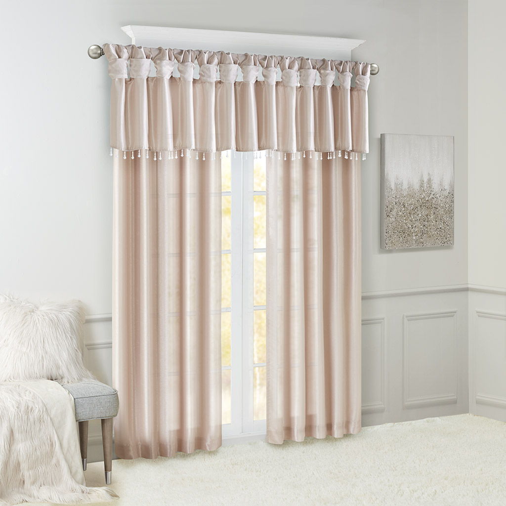 Emilia - Lightweight Valance With Beads - Blush