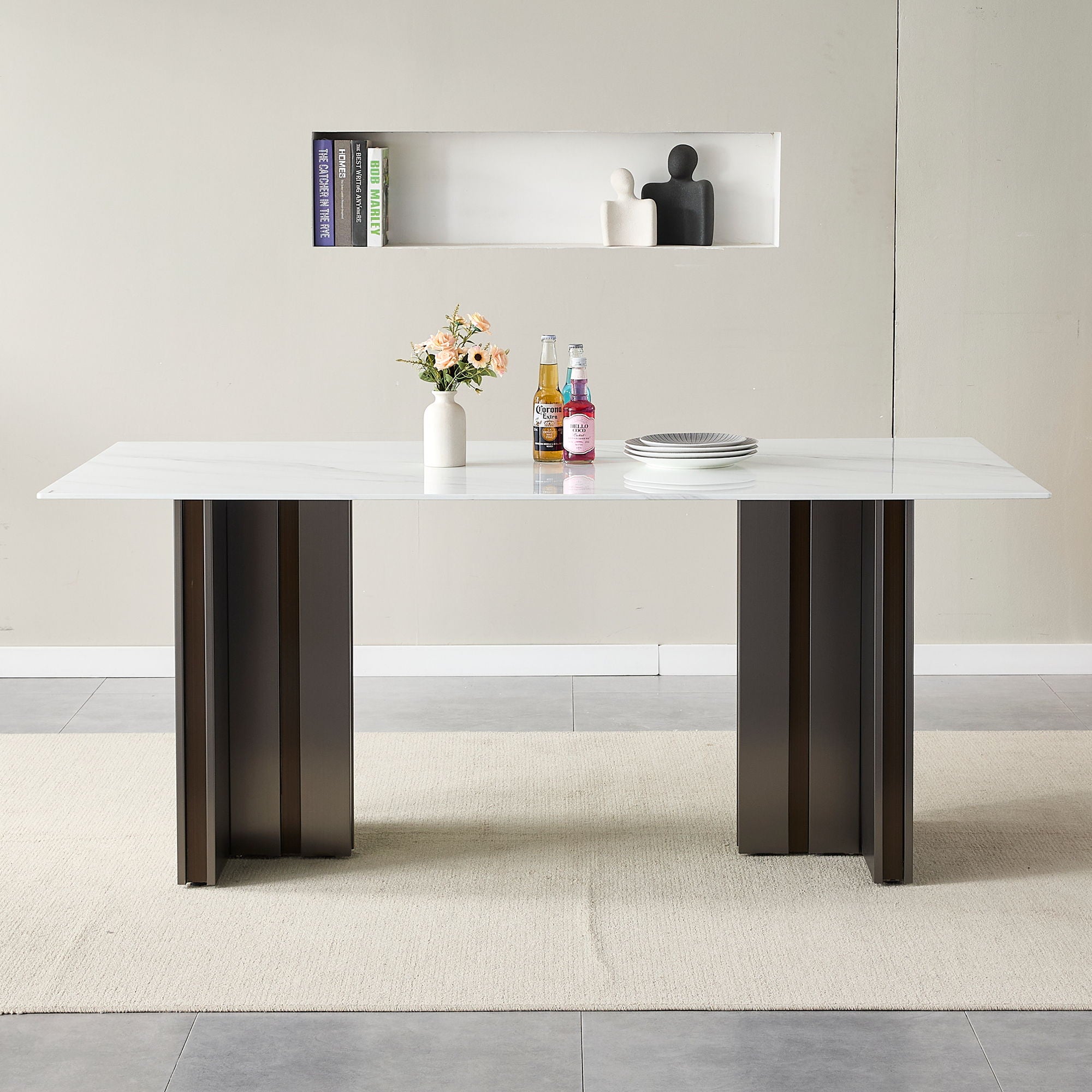 Rectangular Dining Table - Gray / White