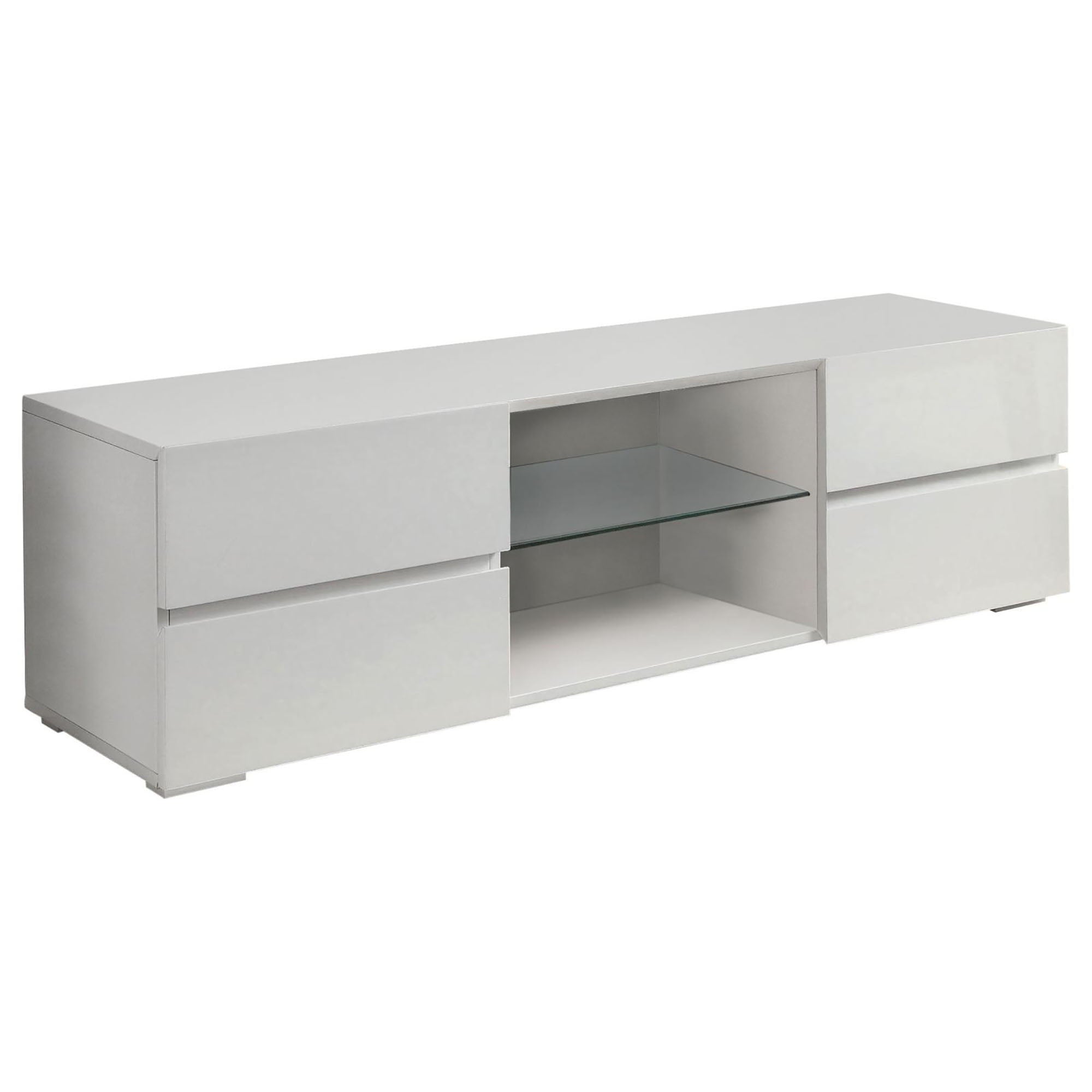 Glossy 4 Drawer TV Console - White