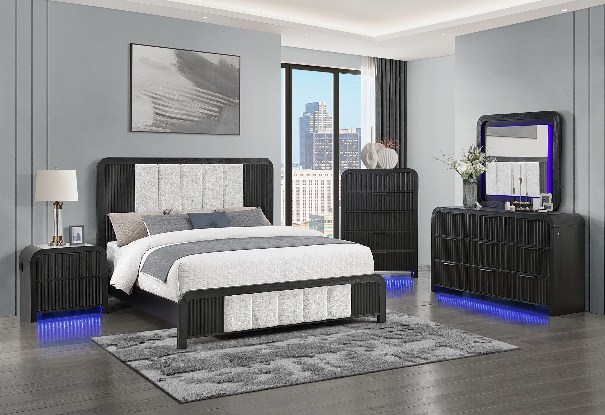 Beckett - 5 Piece Queen Bedroom Set With Cooler And Speaker - Black