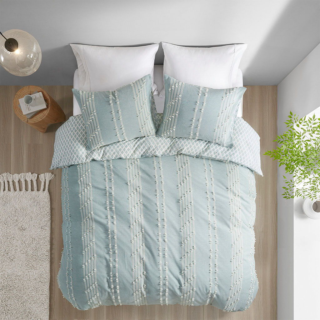 Kara - King 3 Piece Duvet Cover Set - Aqua