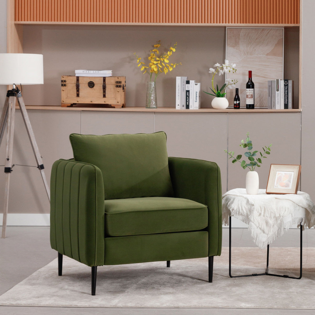 Accent Chair With Pillow For Living Room - Green