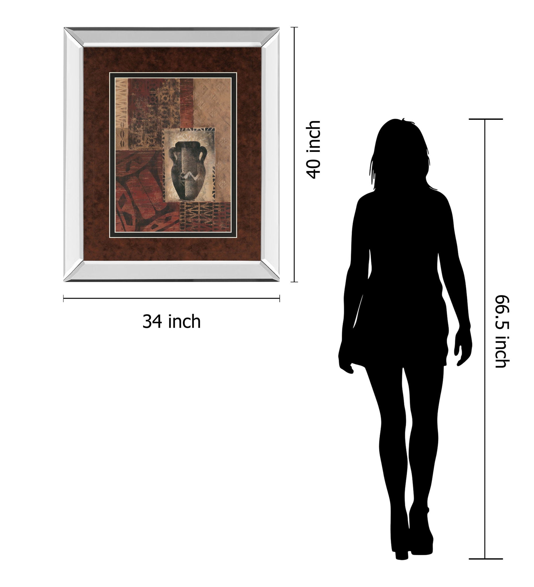 Artifact Revival Il By Maria Donovan - Mirror Framed Print Wall Art - Dark Red