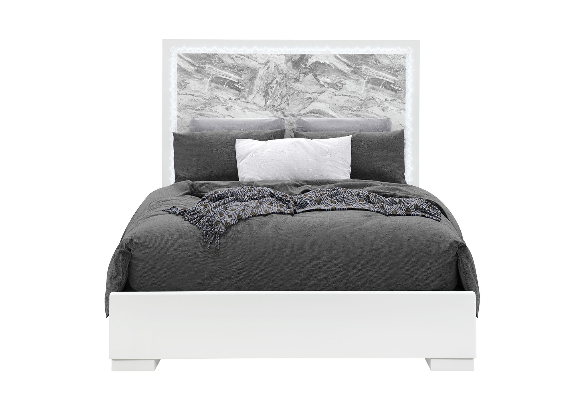 Naomi - Queen Bed With LED - Silver
