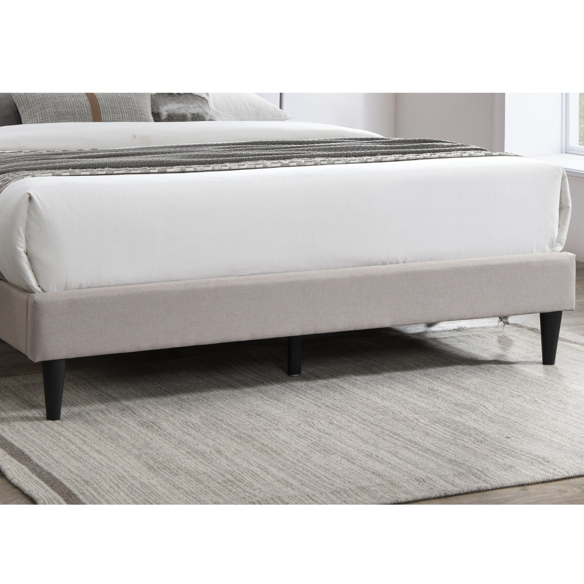 Bed With Nailhead Trim Accents, Upholstered Platform Frame