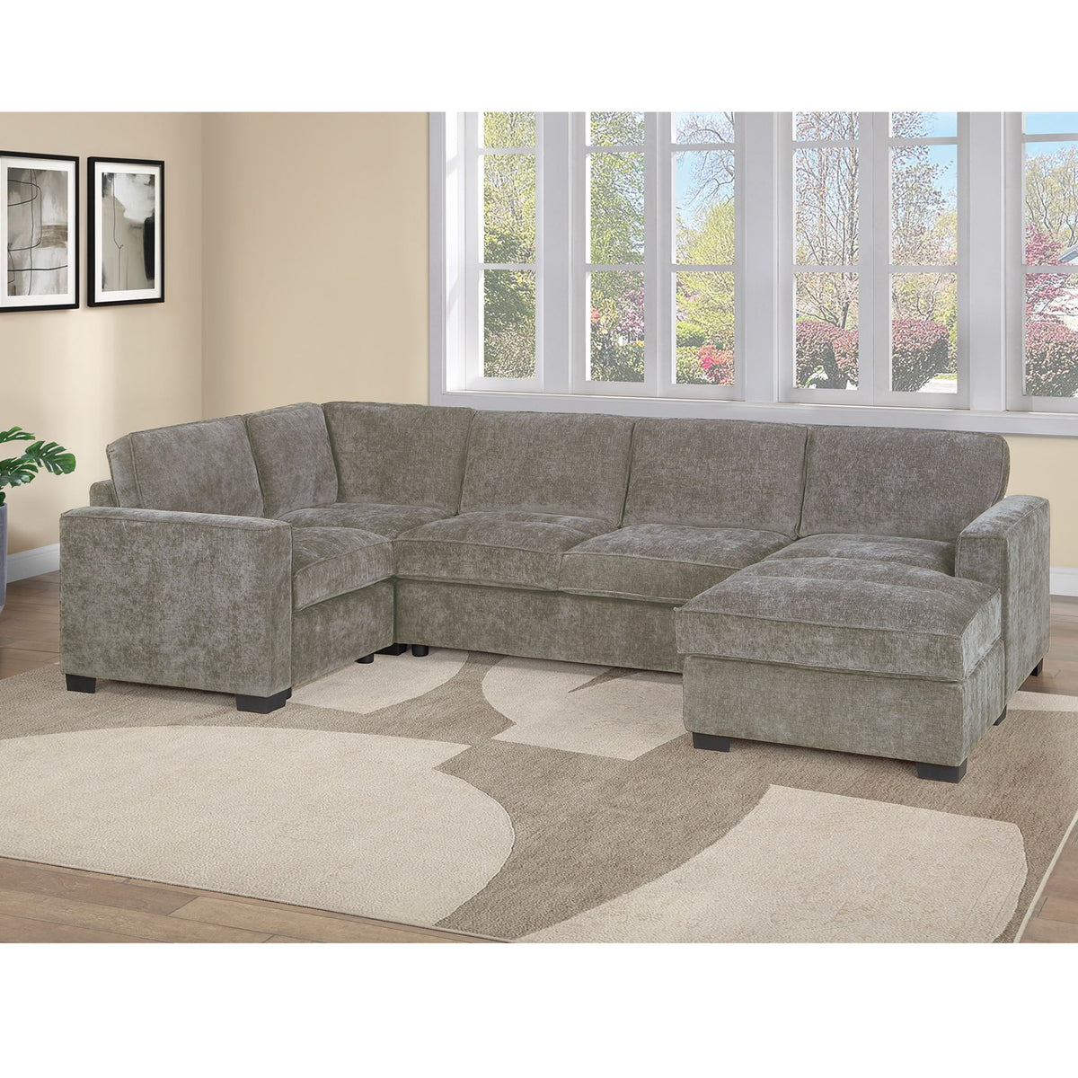 Sectional With RAF Chaise, Armless Loveseat & LAF 1 Arm Chair