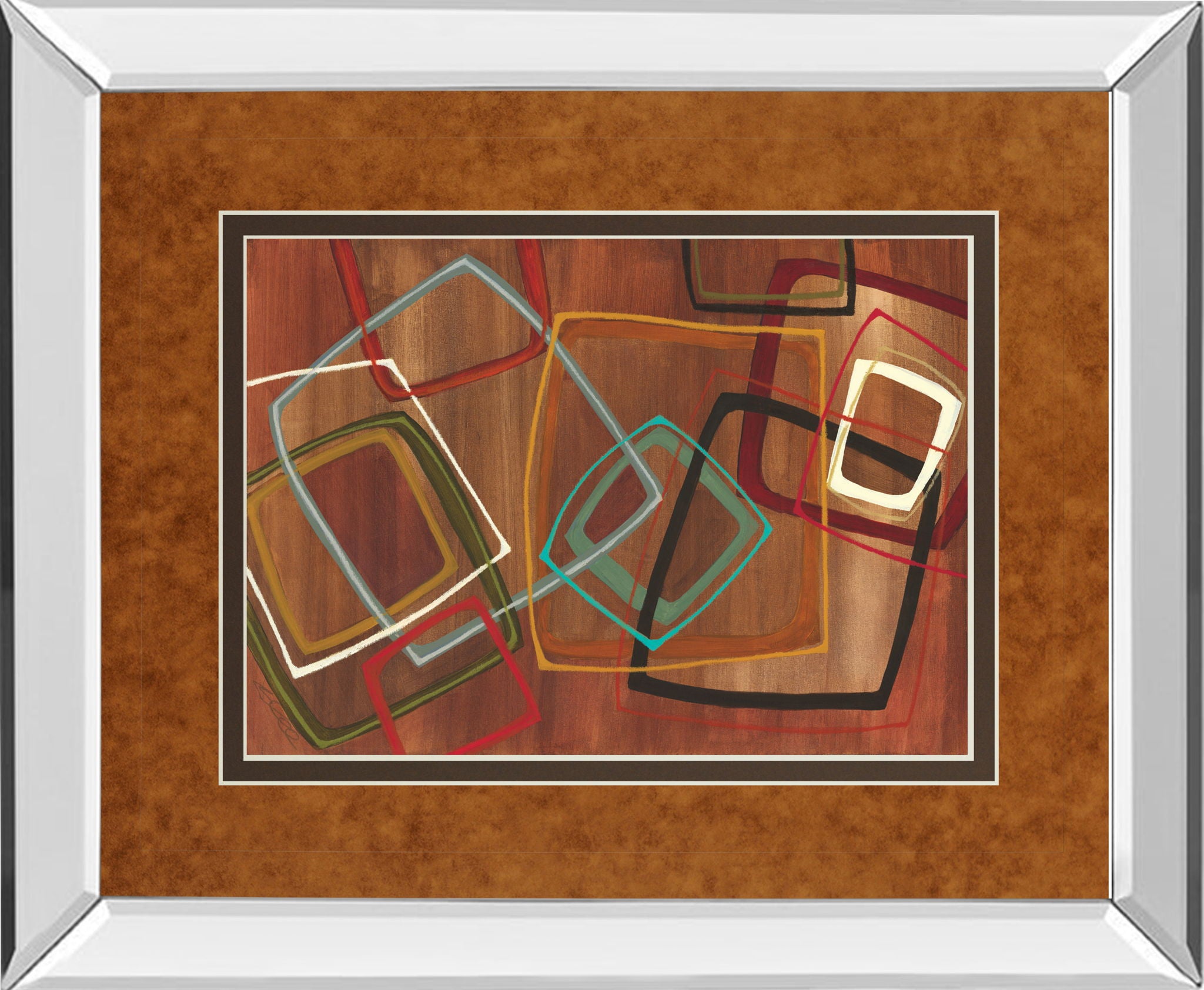 Twenty Tuesday Il By Jeni Lee - Mirror Framed Print Wall Art - Light Brown
