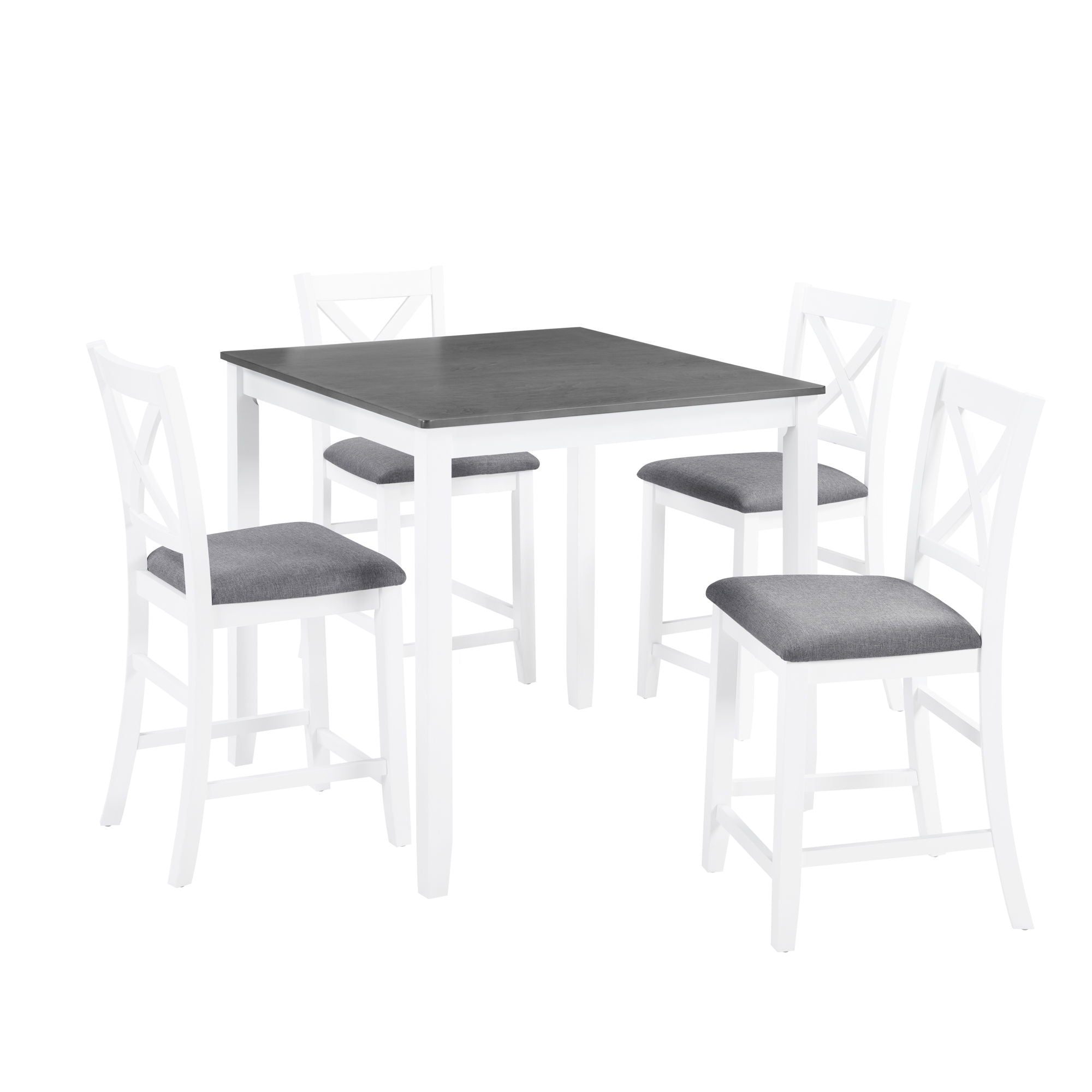 5 Piece Counter Height Dining Table Set With 4 Chairs