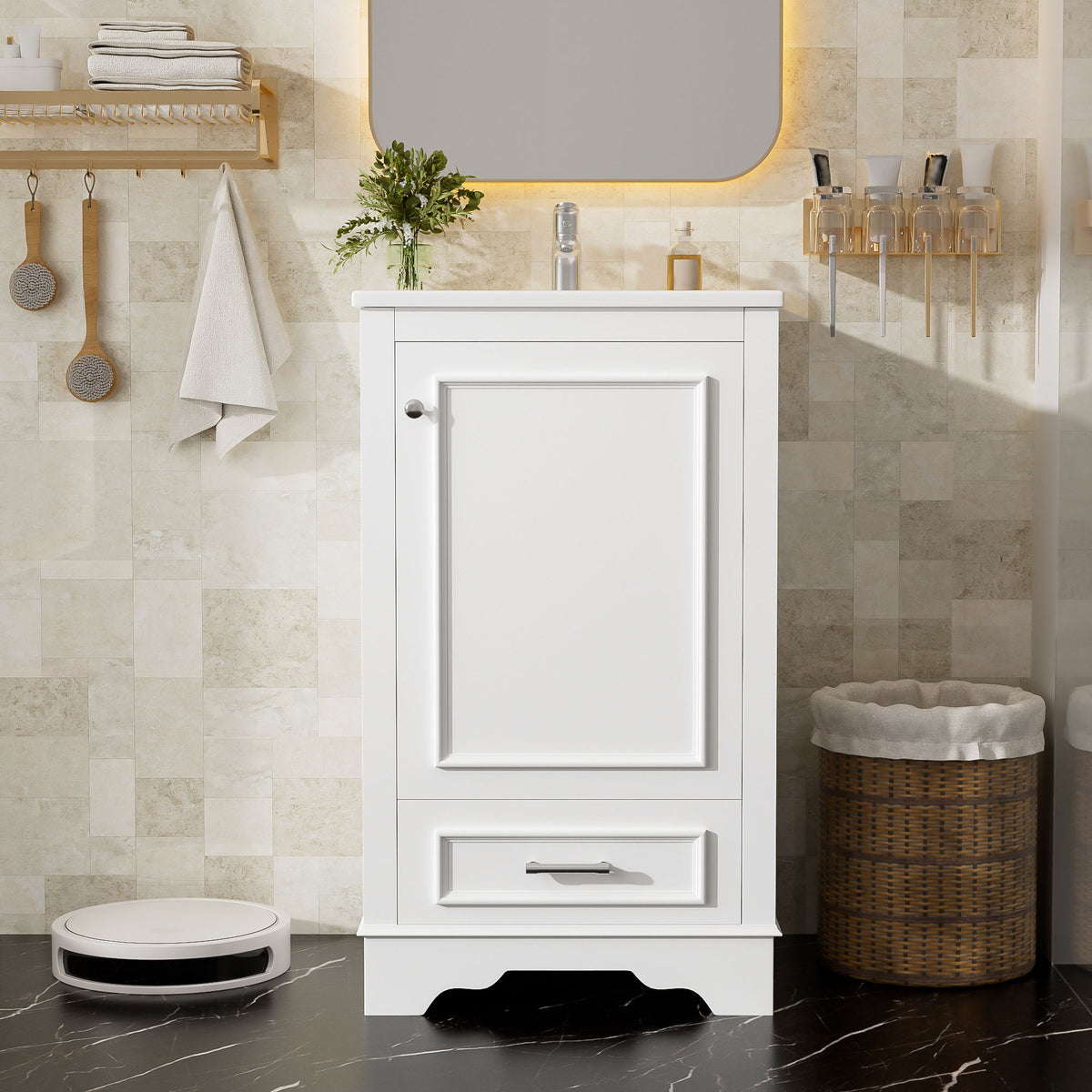20" Bathroom Vanity With Sink, 1 Drawer, Freestanding Single Set