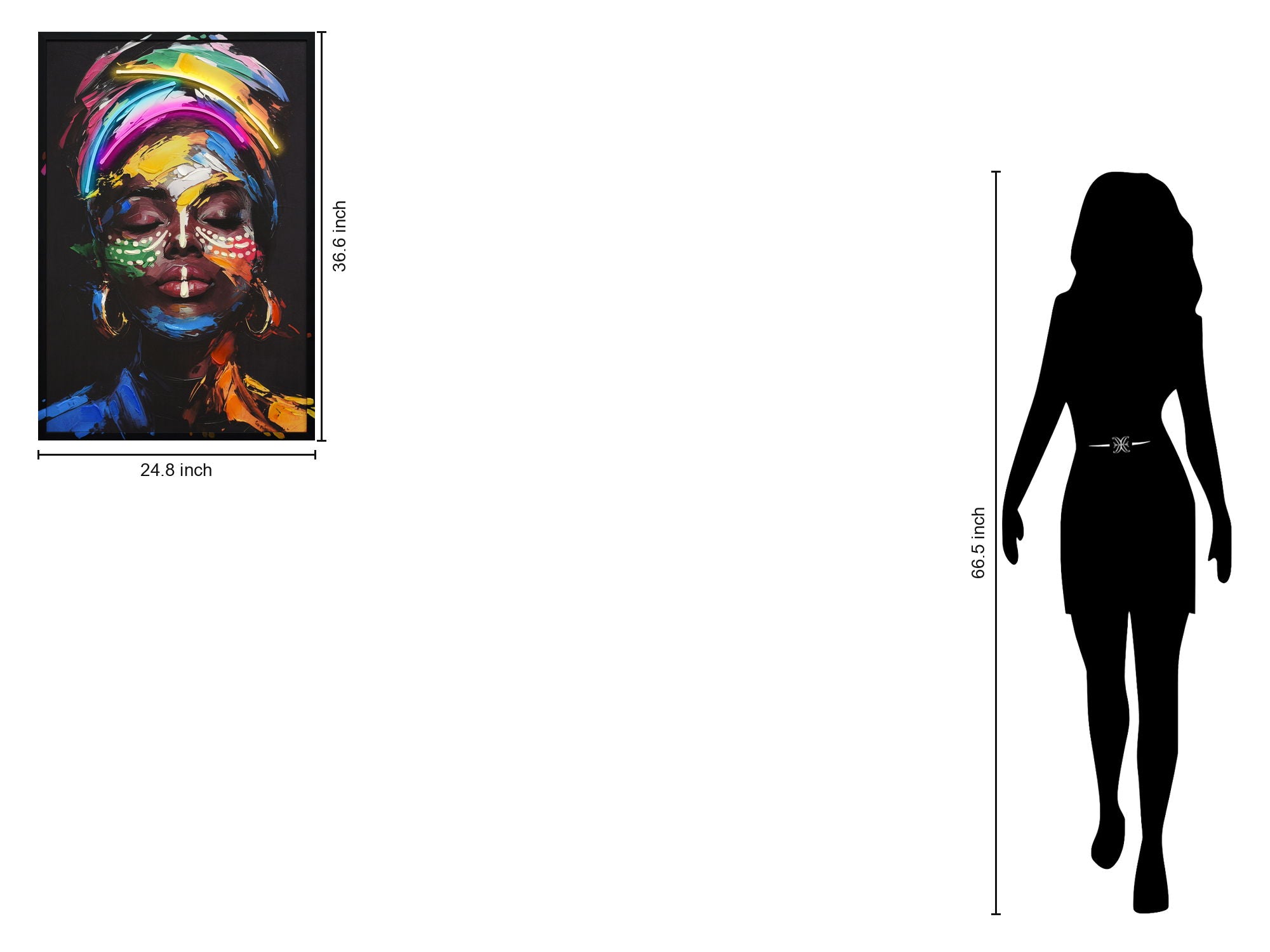 Chromatic Muse Hand-Embellished LED Canvas In Frame - Black / Multicolor