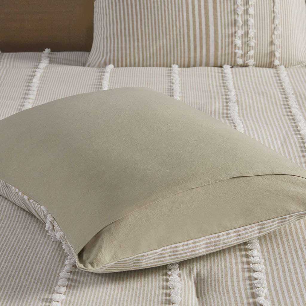 Anslee - King 3 Piece Yarn Dyed Comforter Set - Taupe