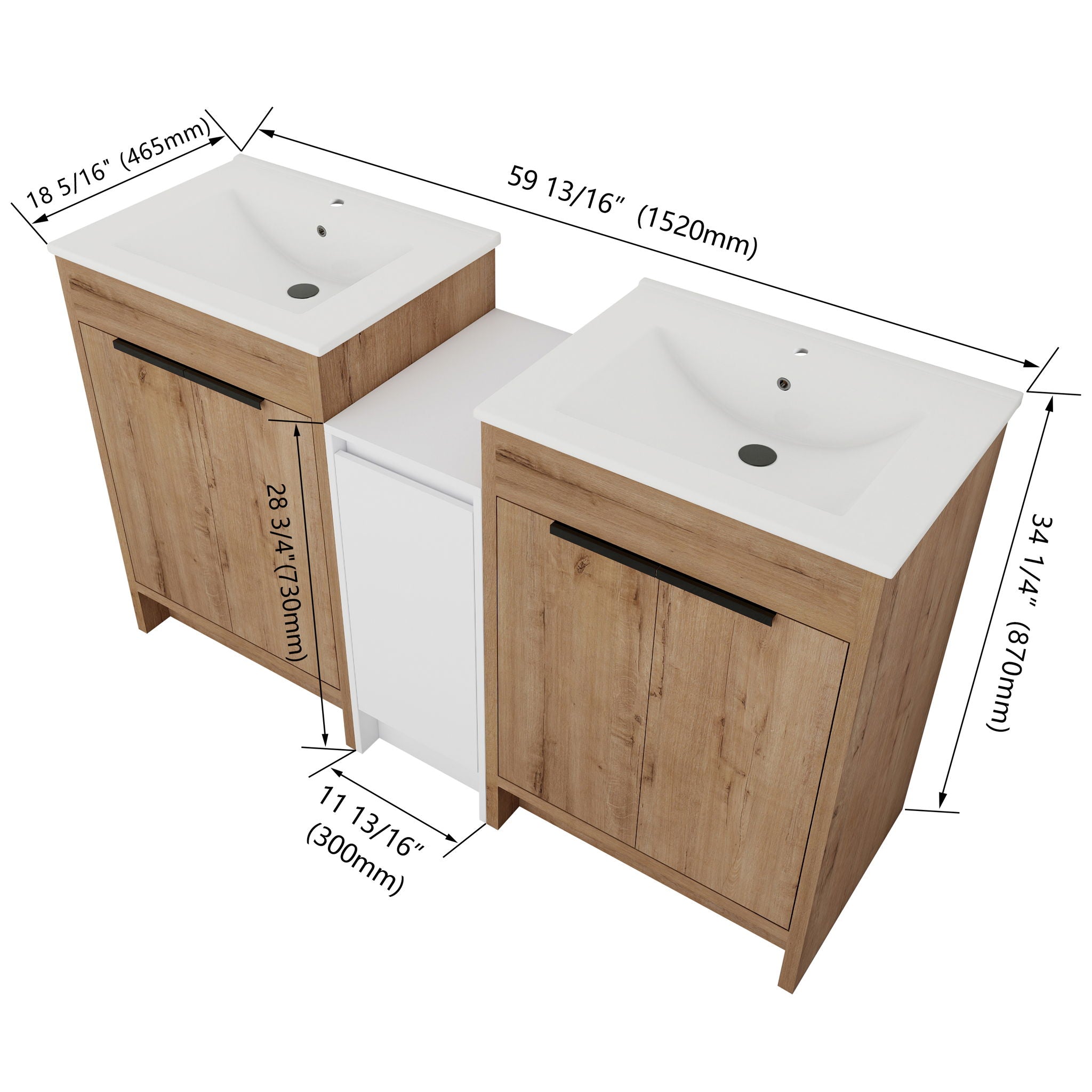 Freestanding Bathroom Vanity & Sink, Storage Cabinets, Soft Closing Doors