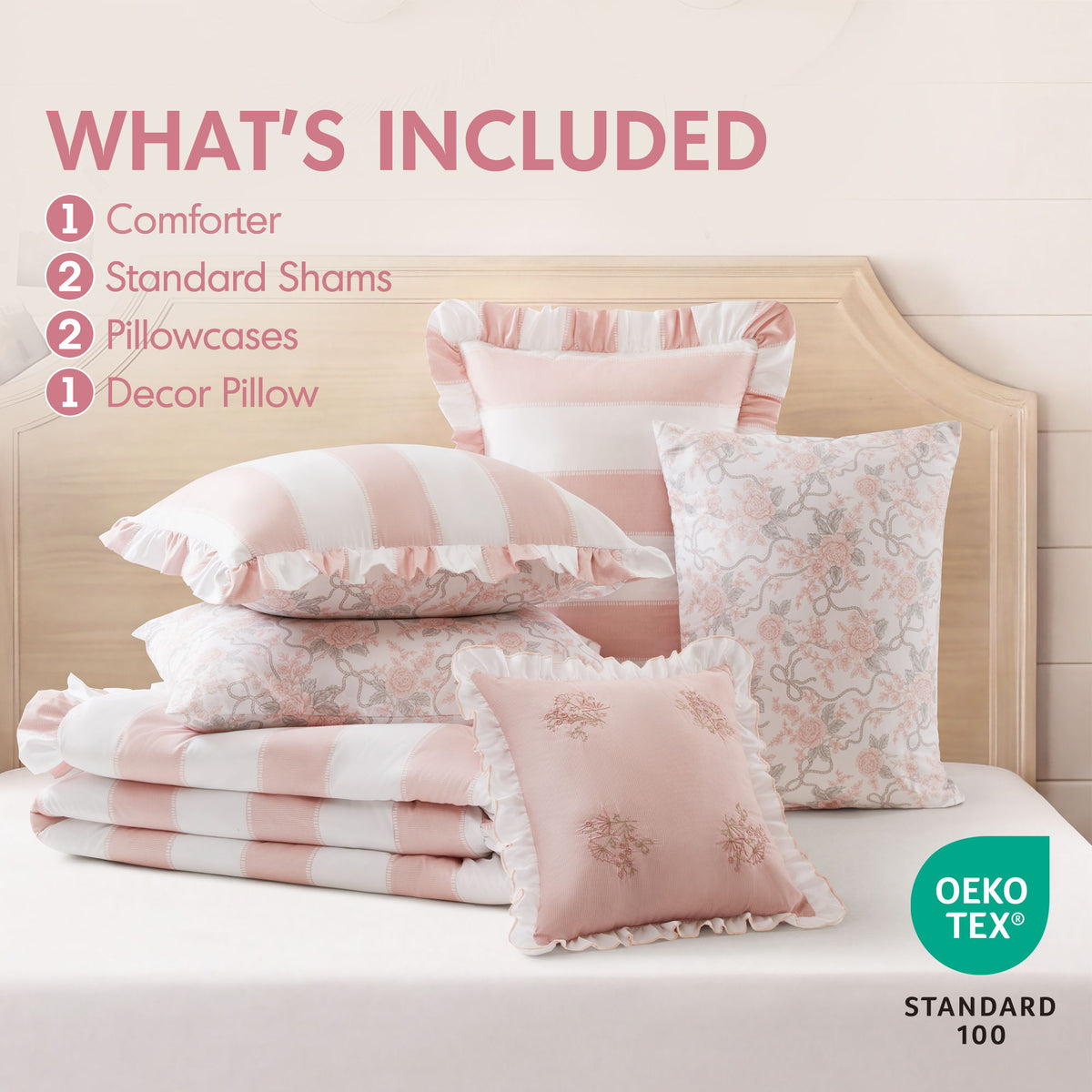 Lara - Queen Comforter Set - Pink