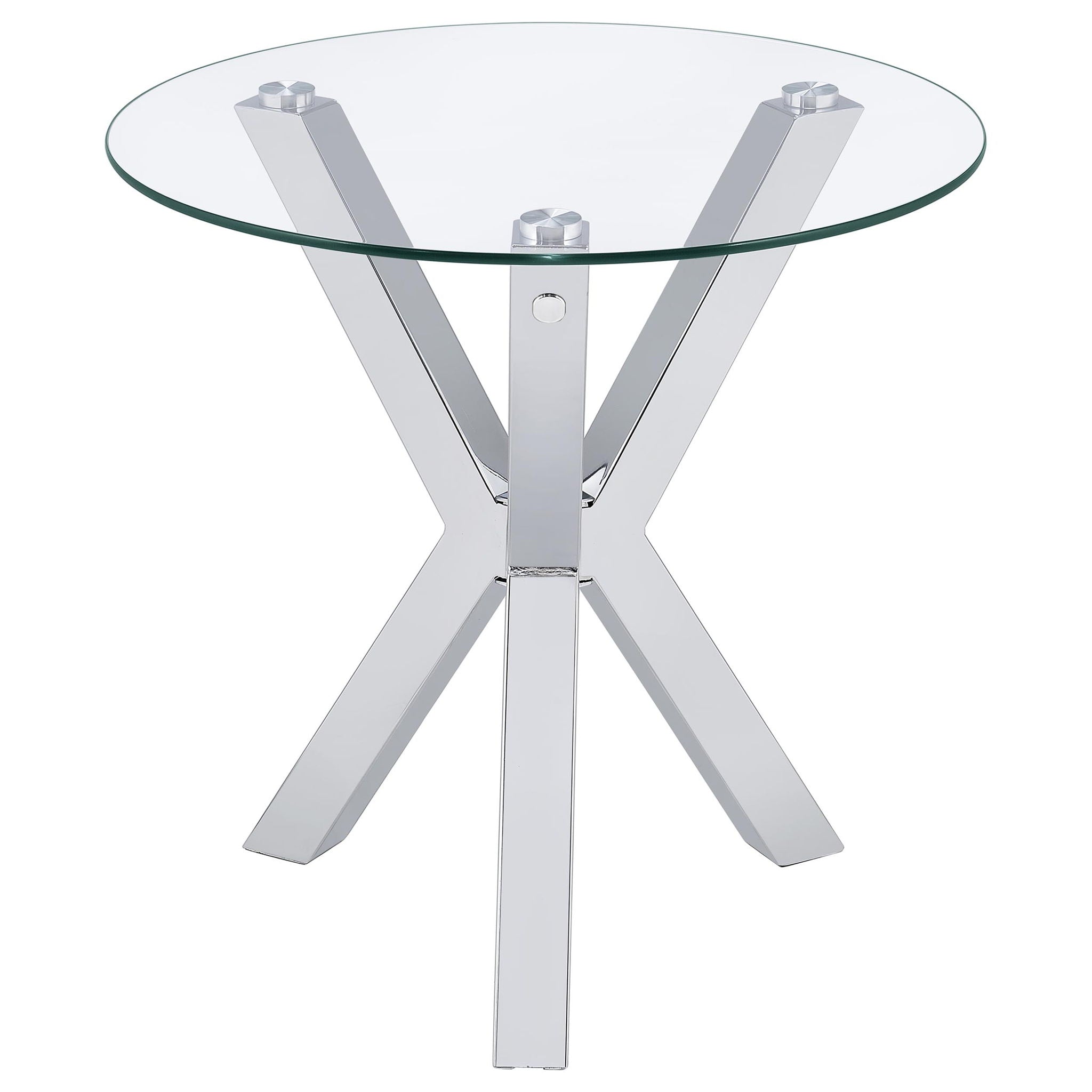 Alexa - Round Tempered Glass Top End Table - Chrome