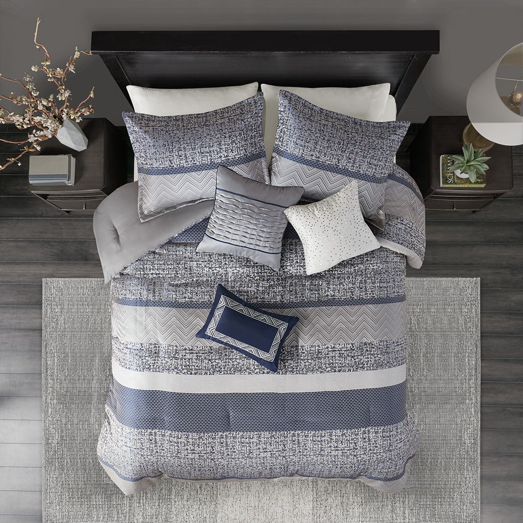 Rhapsody - Queen7 Piece Comforter Set - Navy