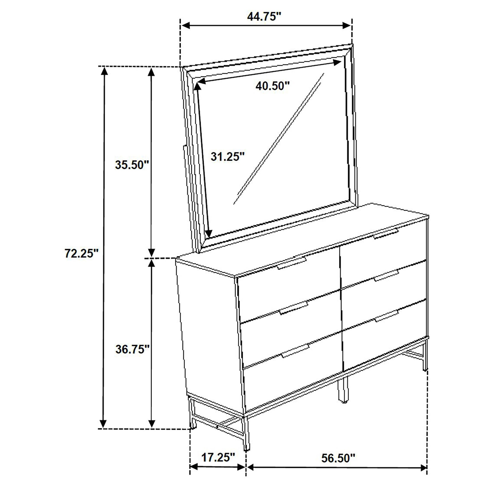 Taraval - 6 Drawer Dresser With Mirror - White