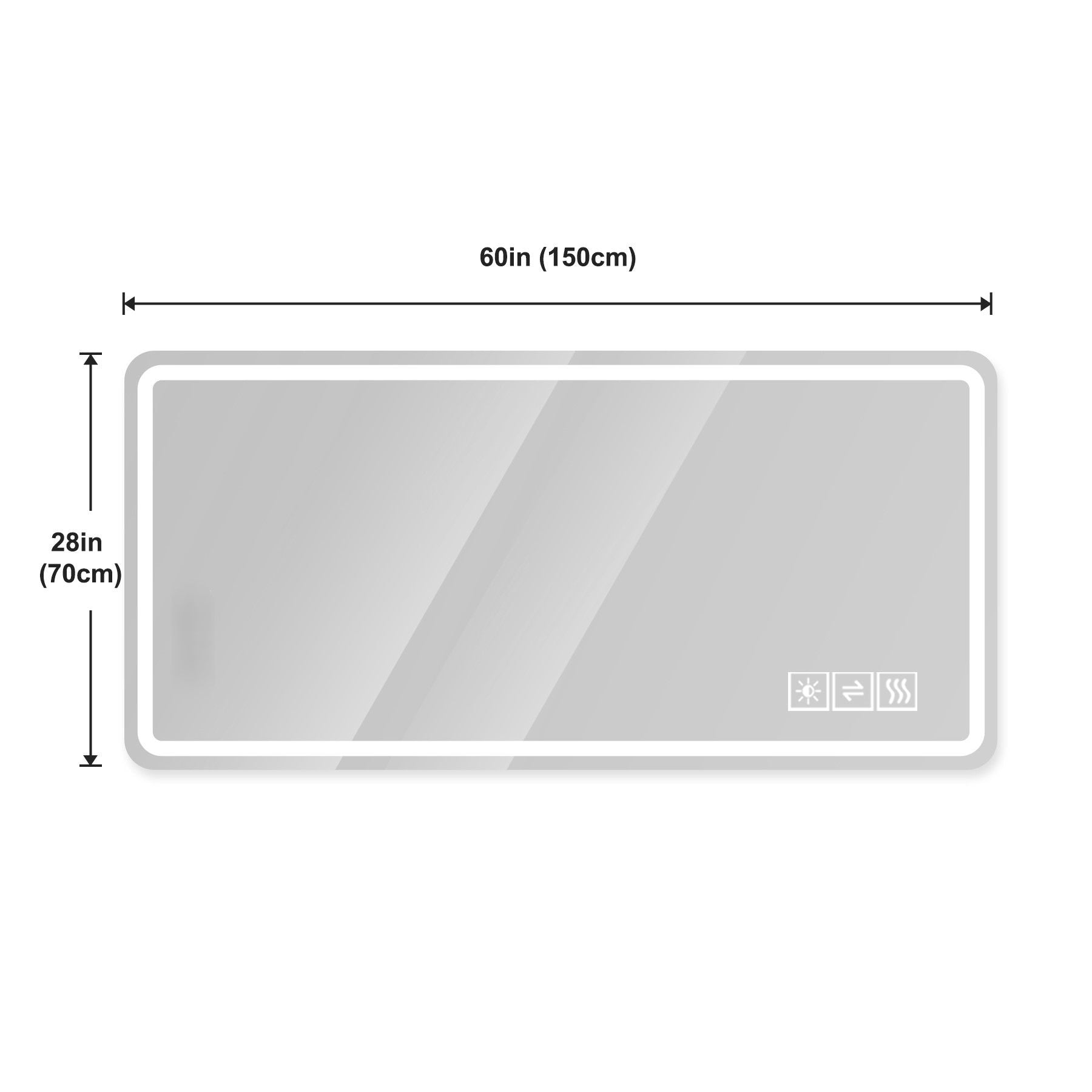 Frameless LED Bathroom Mirror Vanity With Anti Fog Front Lights - Silver