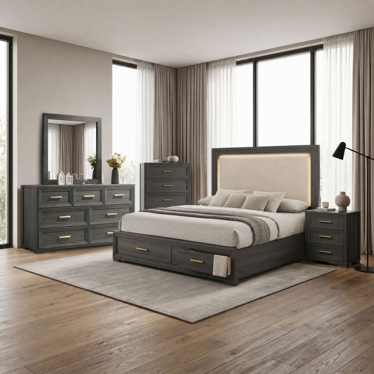 Colorado - Bedroom Set With Upholstered LED Headboard