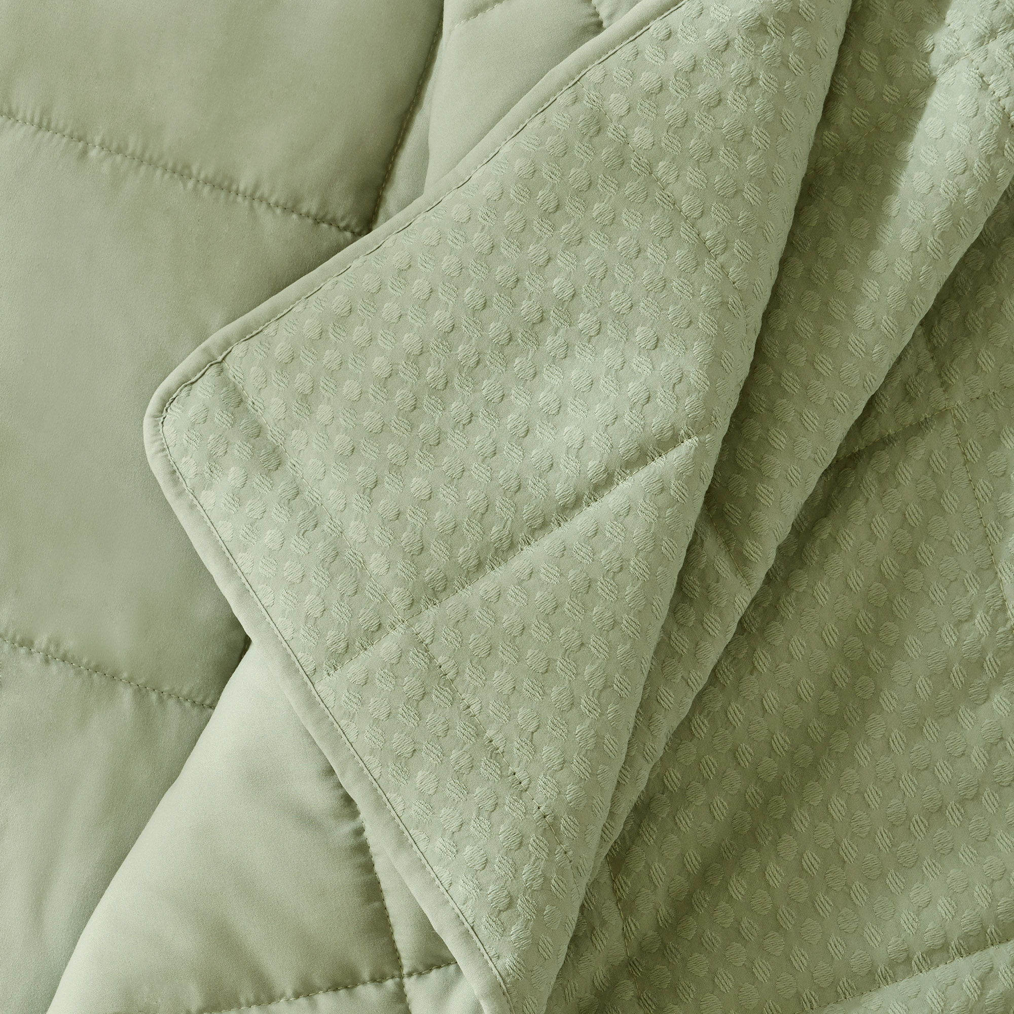Mina - Twin/Twin Long Waffle Weave Textured Quilt Set - Green
