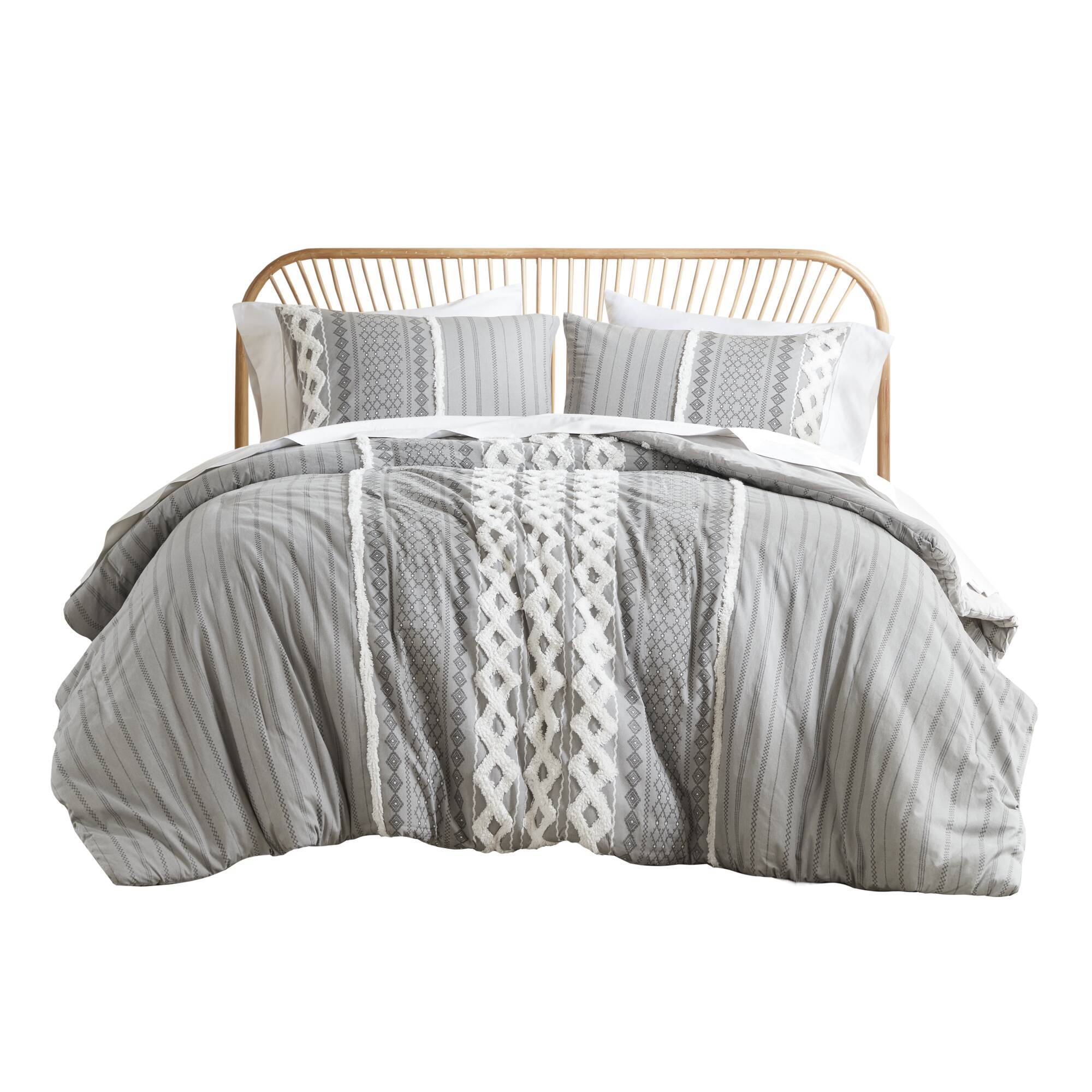 Imani - King Printed Duvet Cover Set With - Gray