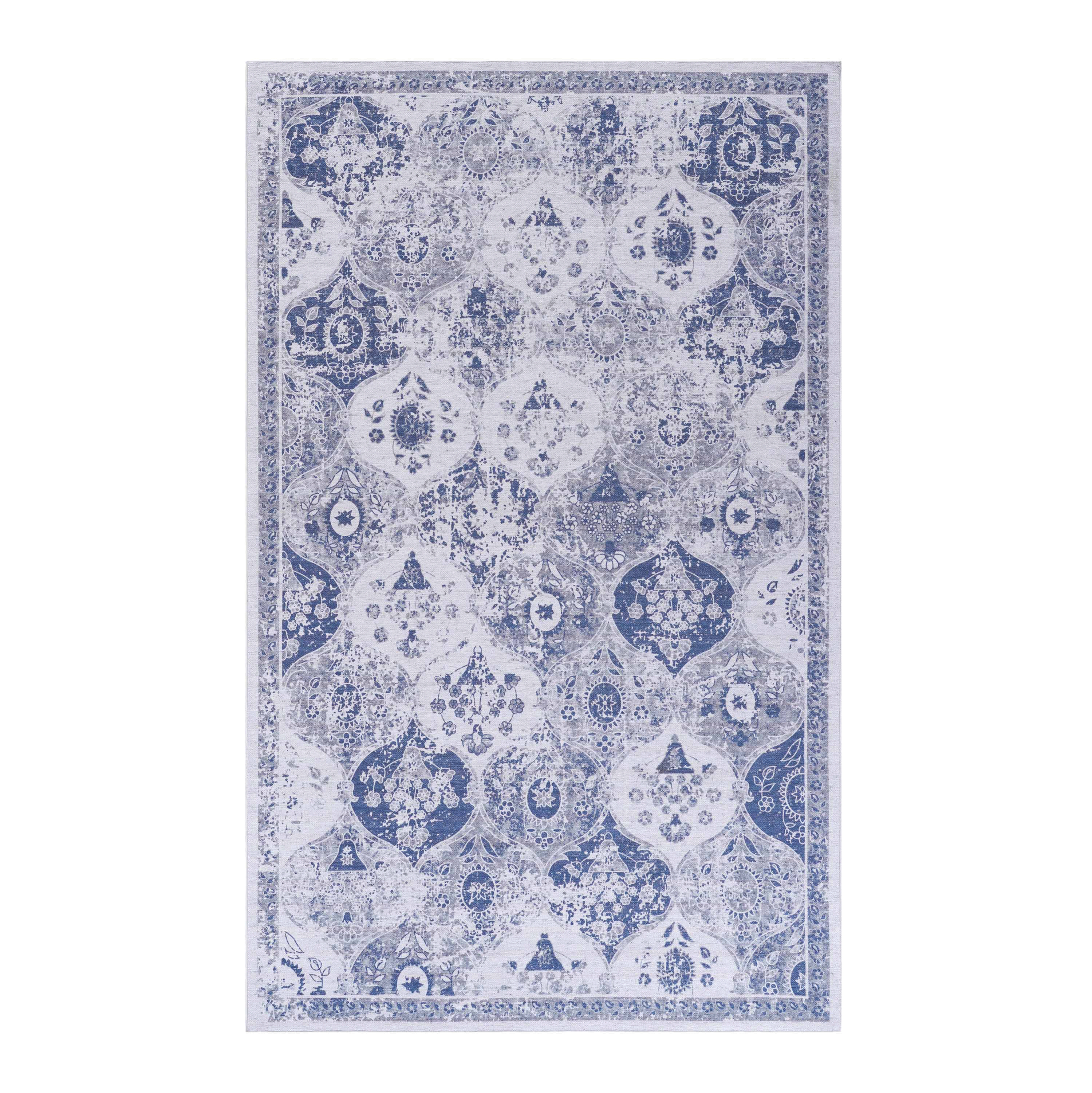 Naar Area Rugs 8x10 for Bedroom, Washable Rug, Low-Pile, Non-Slip, Non-Shedding, Foldable, Kid&Pet Friendly - Area Rugs for living room, bedroom, kitchen, dining room, Blue Area Rug - (Blue, 8' x 10')