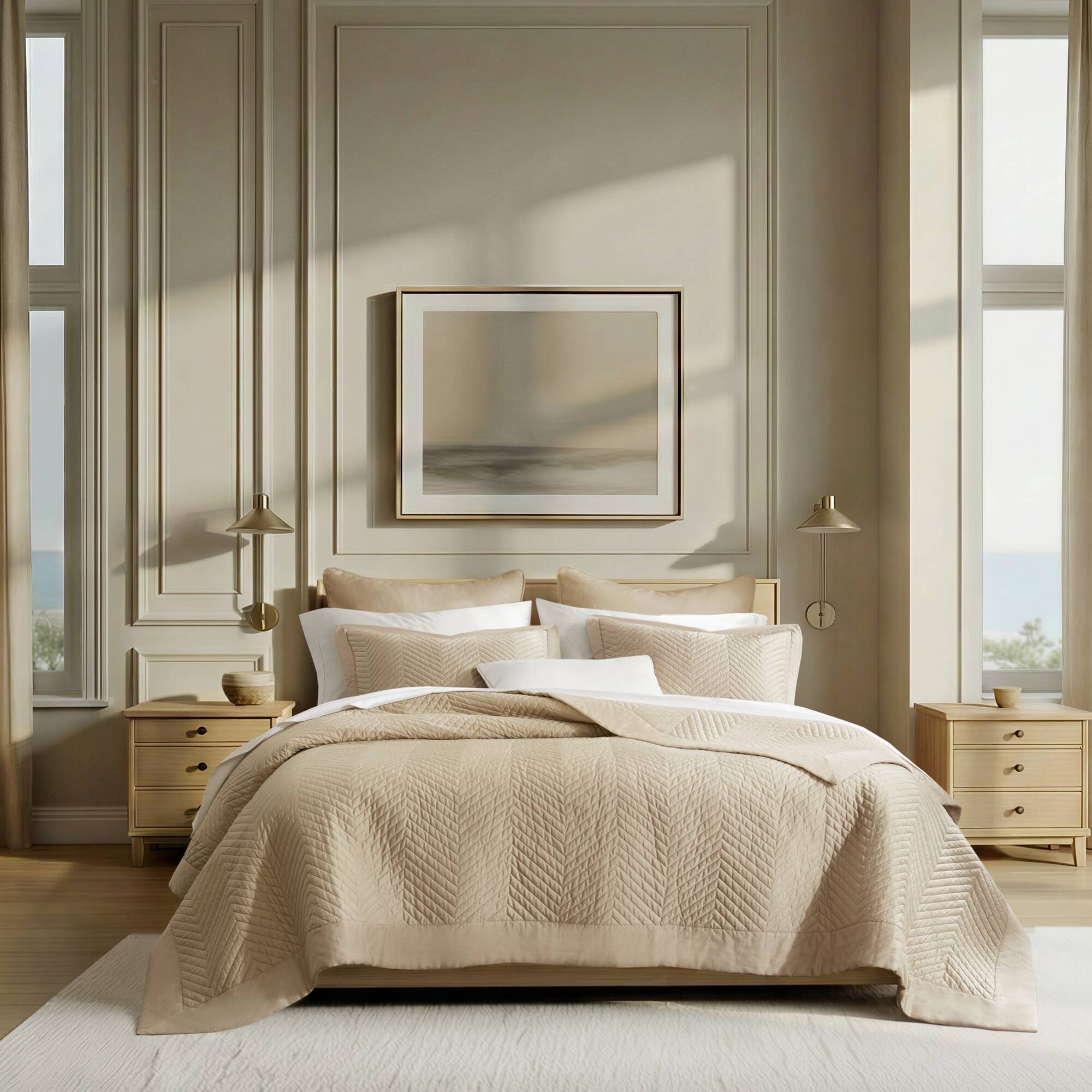 Liam Hotel - 3 Piece King Quilt Set - Linen